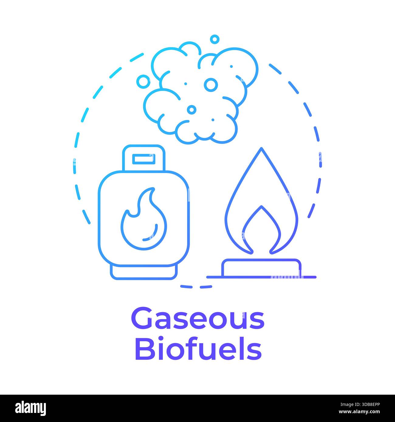 Gaseous biofuels blue gradient concept icon Stock Vector