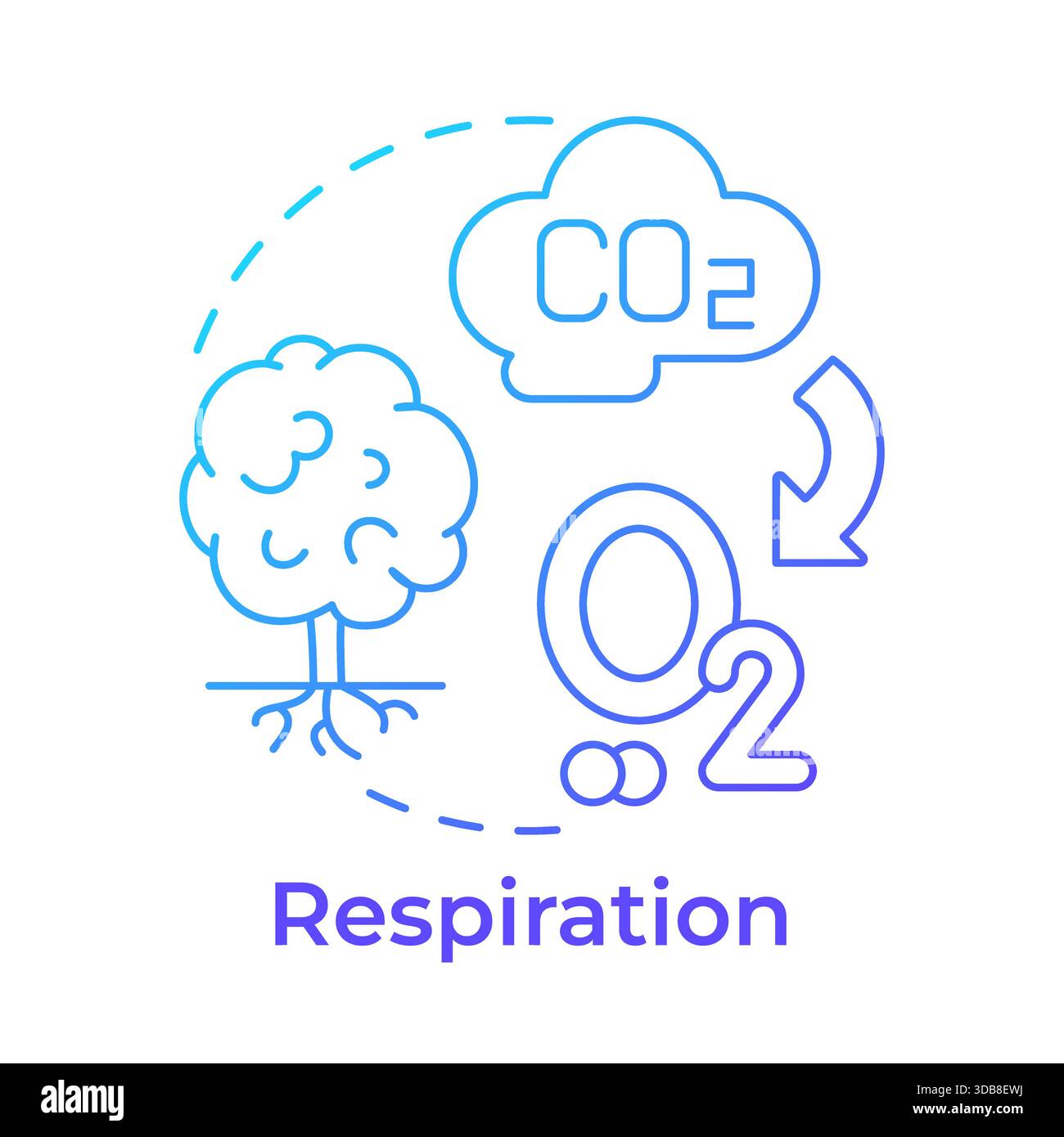 Respiration blue gradient concept icon Stock Vector