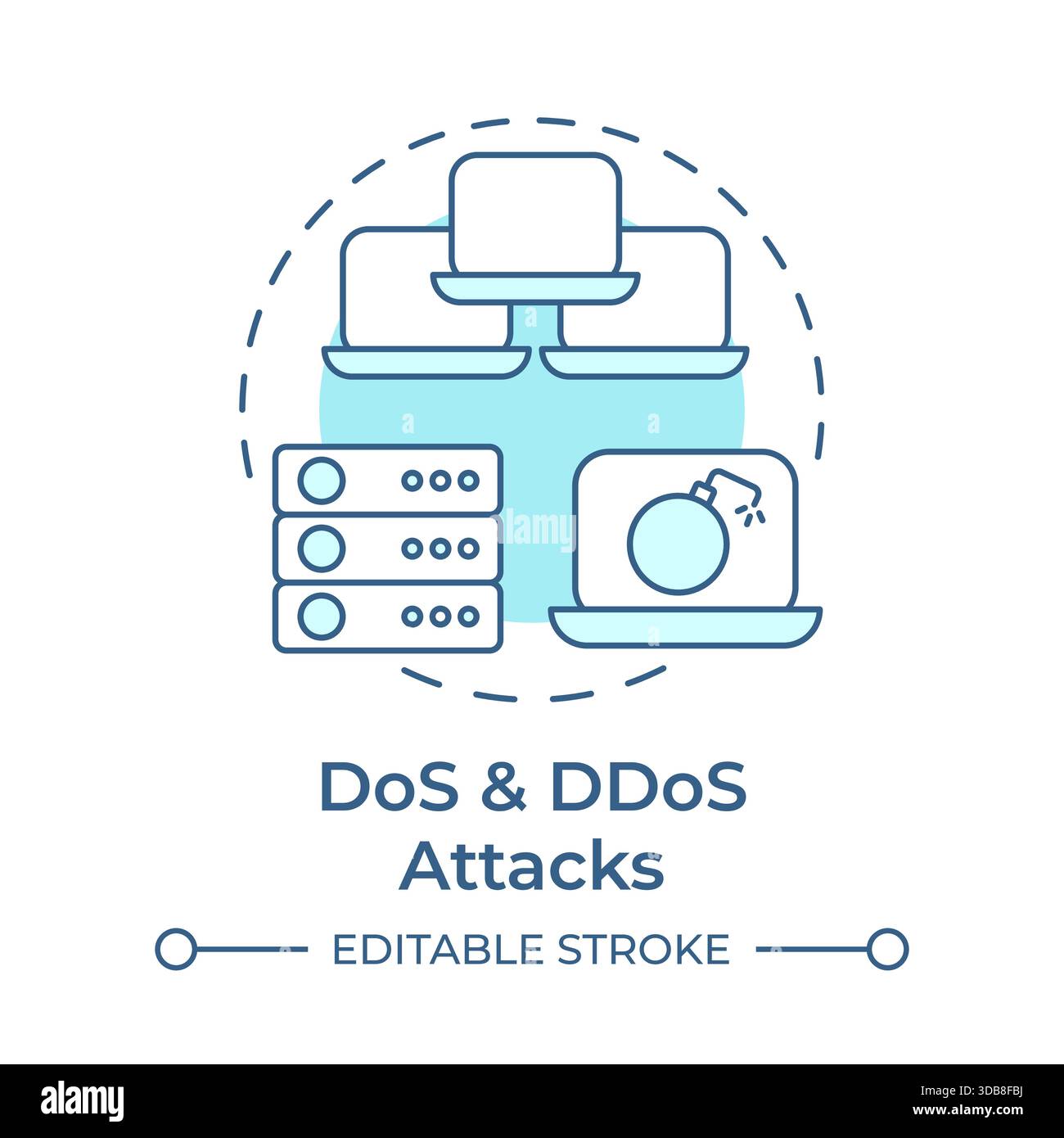 DoS and ddos attacks soft blue concept icon Stock Vector