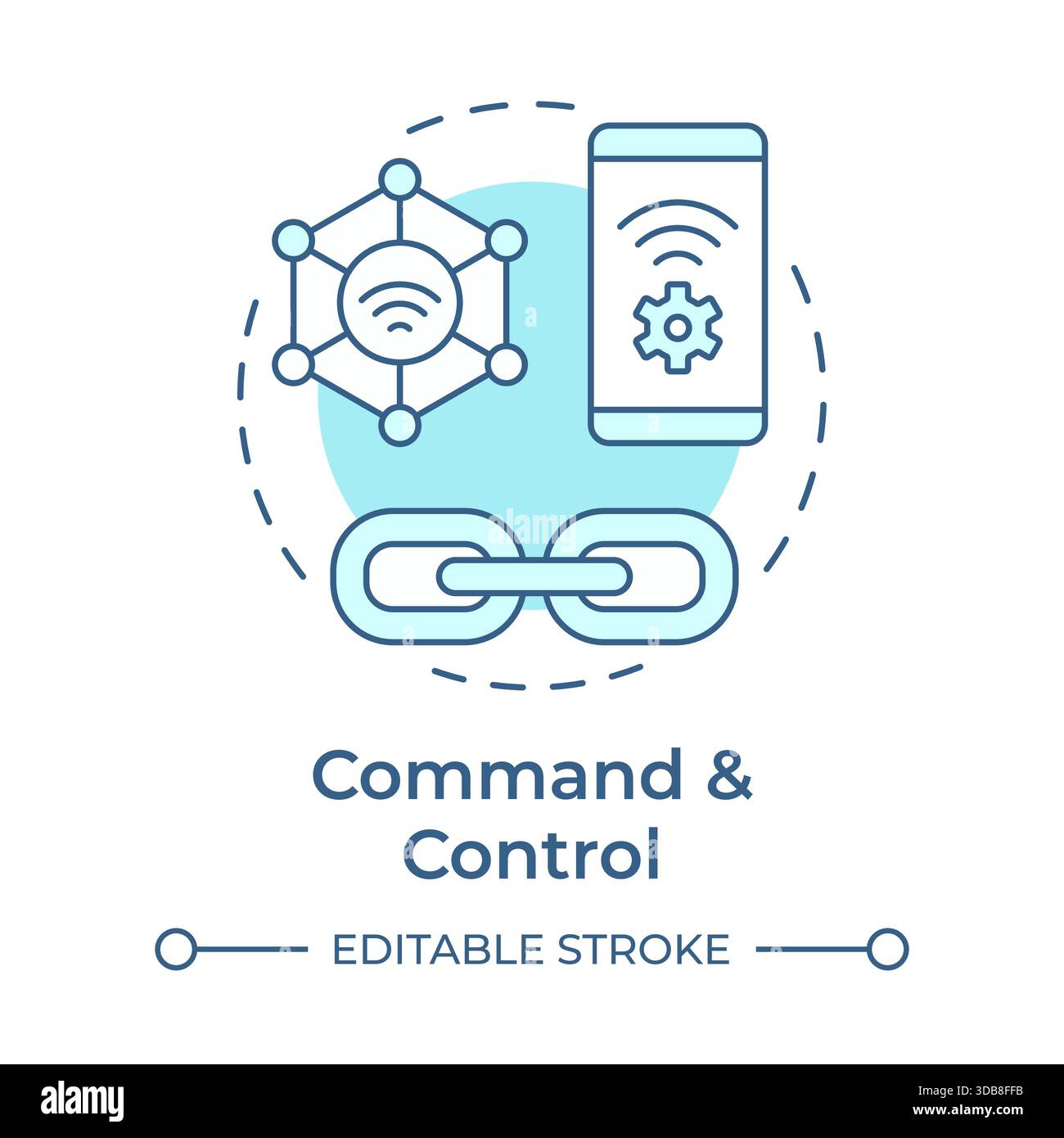 Command and control soft blue concept icon Stock Vector