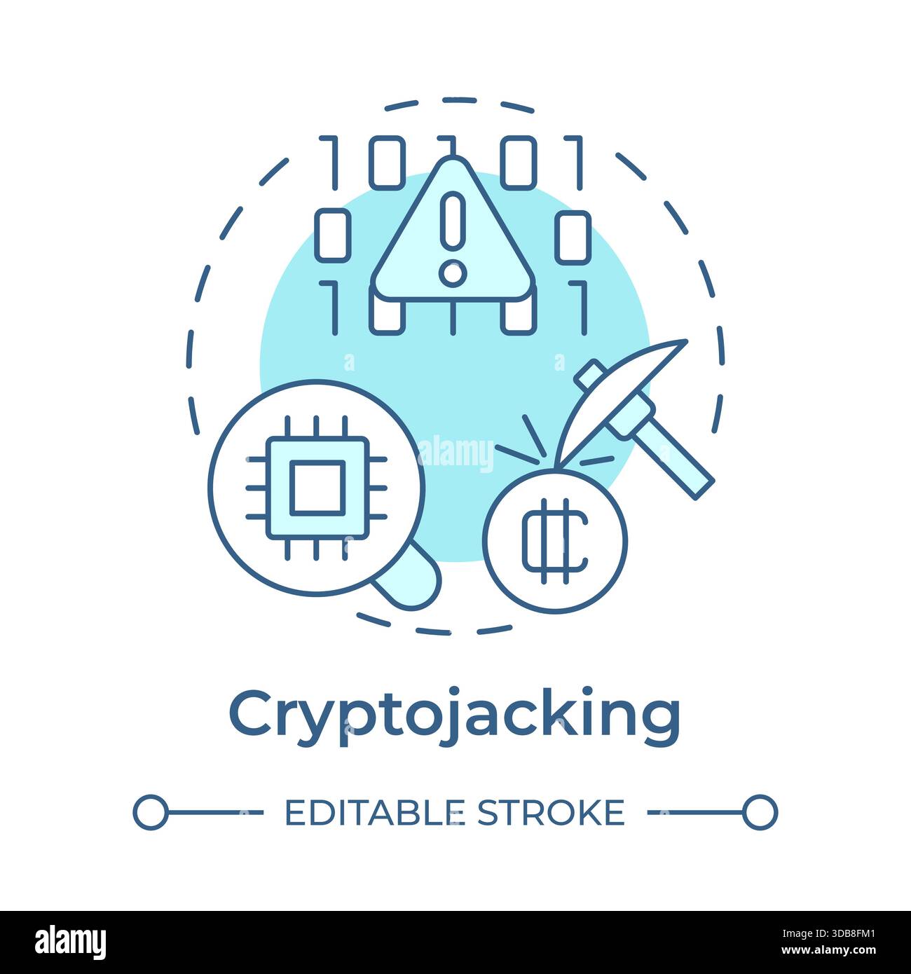 Cryptojacking soft blue concept icon Stock Vector