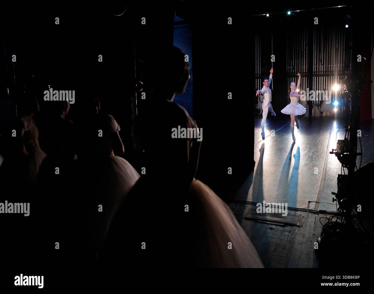 Dancer wait in the wings before taking the stage at the Joffrey Ballet ...
