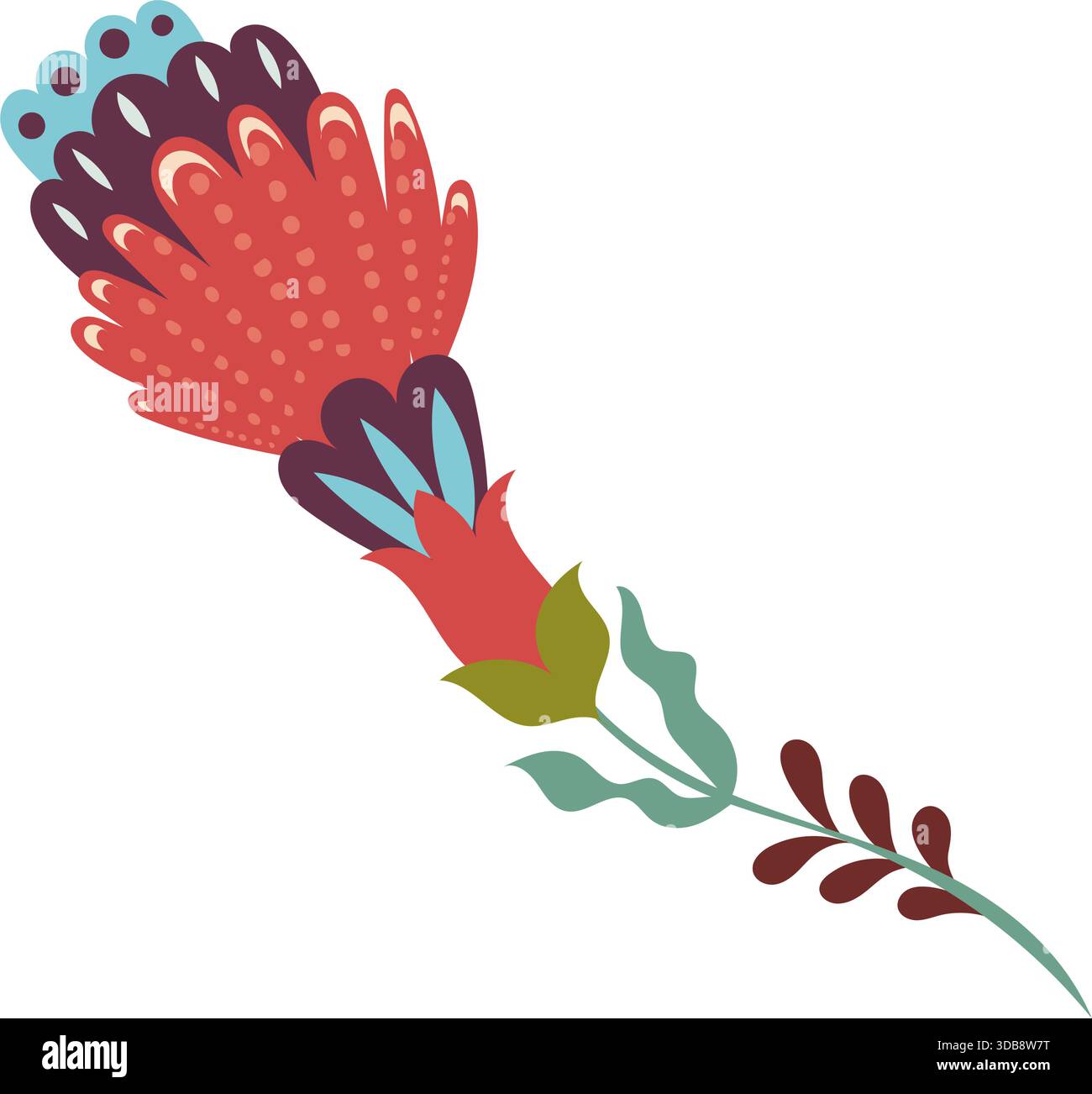 Boho Folk Floral Spike Ornament Stock Vector