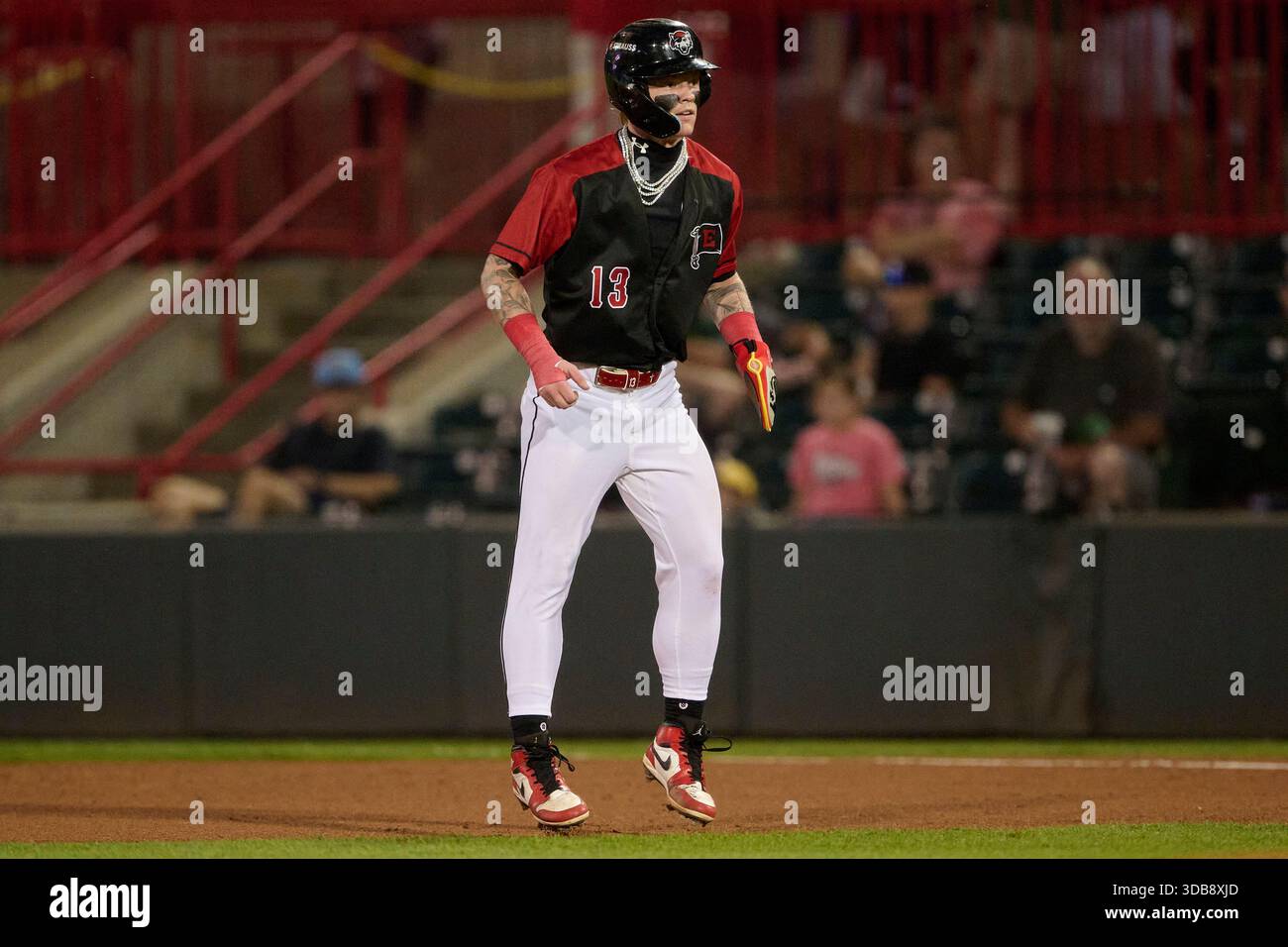 Seawolves Baseball Erie SeaWolves Max Clark (13) leads off first base during an MiLB ...
