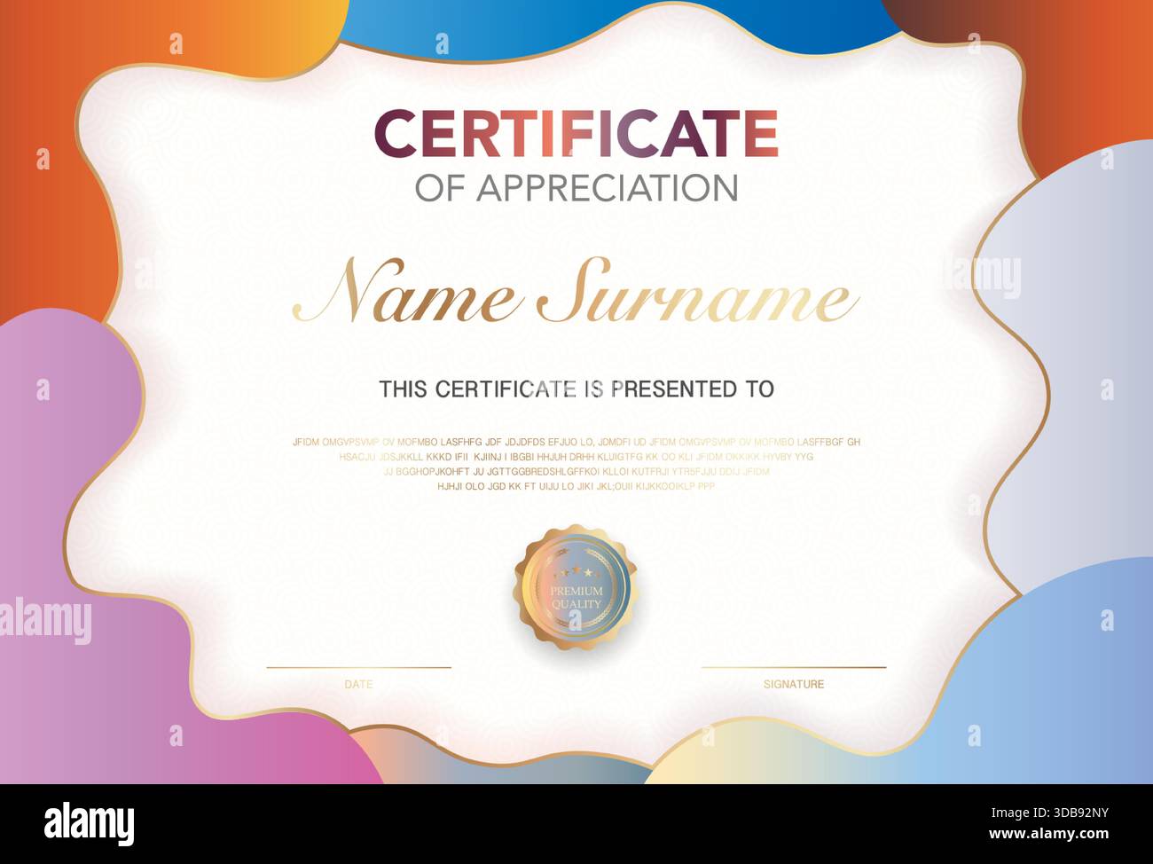 Modern certificate of appreciation template with elegant gold and black ...
