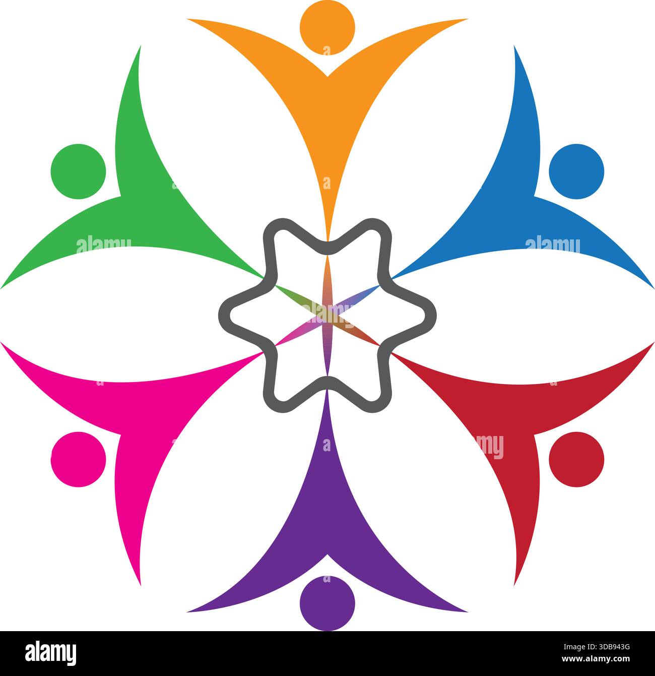 Abstract Colorful Unity People Icon Vector Logo Design Template Stock Vector