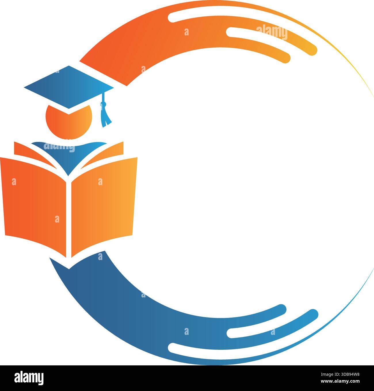 Education Circle Logo Open Book with Graduation Cap Vector Illustration ...