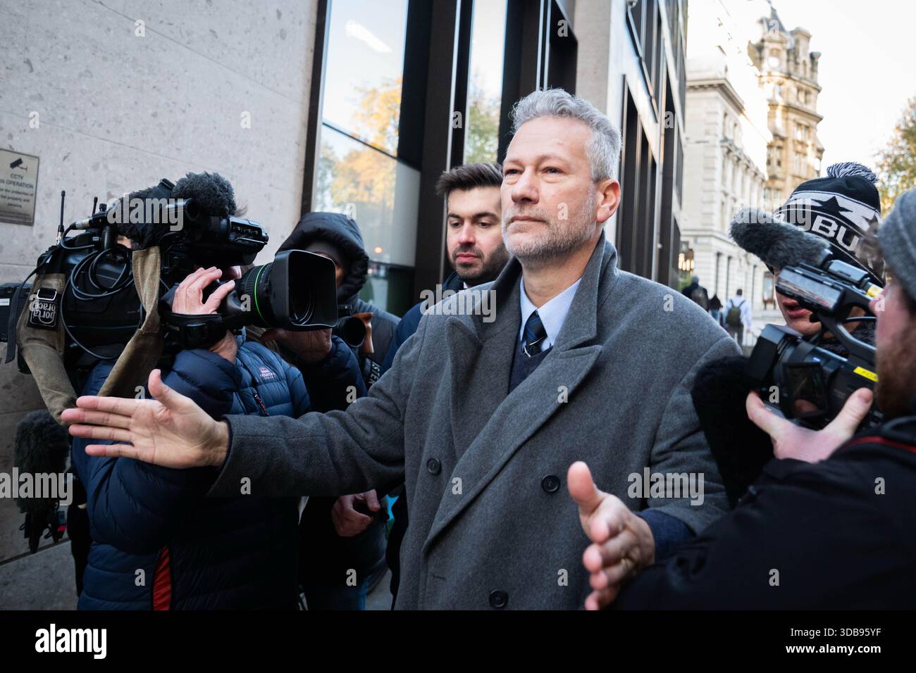 PA REVIEW OF THE YEAR 2025. File photo dated 21/11/25: Former leader of Reform UK in Wales Nathan Gill (centre) arrives at the The Old Bailey, London, for sentencing after being found guilty of eight counts of bribery on dates between December 6 2018 and July 18 2019, over over pro-Russian statements in the European Parliament. Issue date: Monday December 15, 2025. Stock Photo