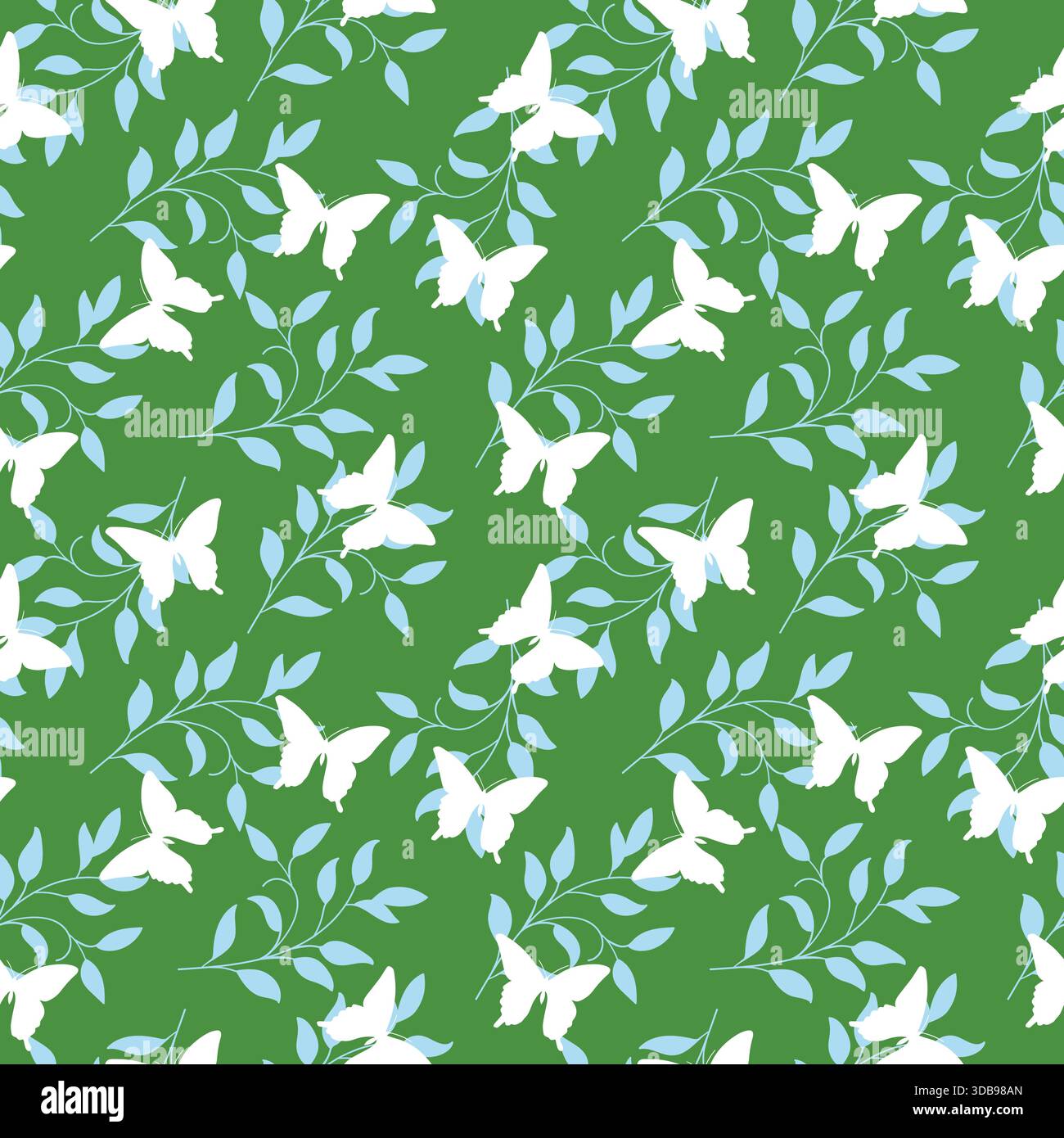 Cute butterfly and leaves vector seamless pattern Stock Vector