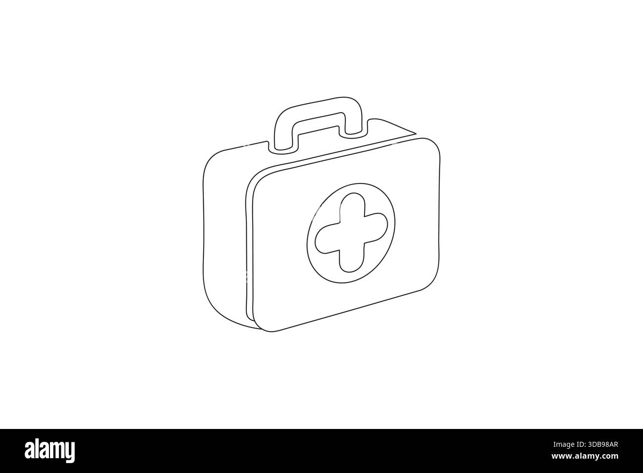 Medical first aid kit single line art outline isolated on white ...