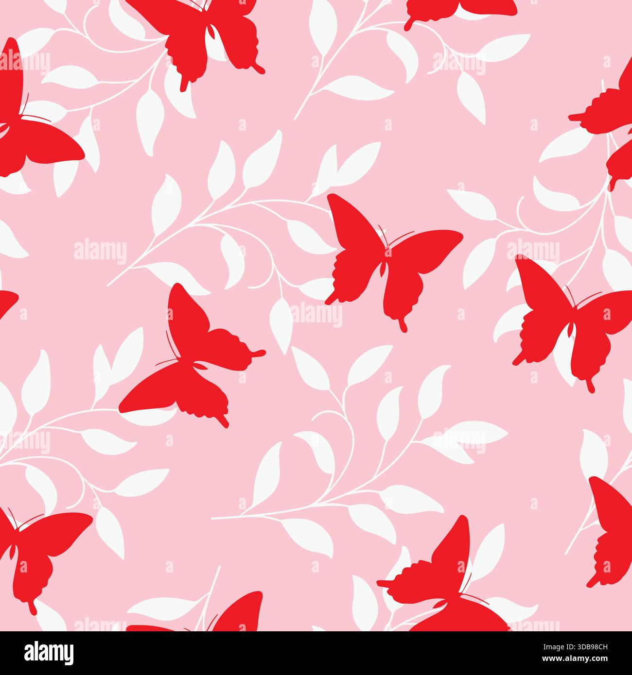Cute butterfly and leaves vector seamless pattern Stock Vector