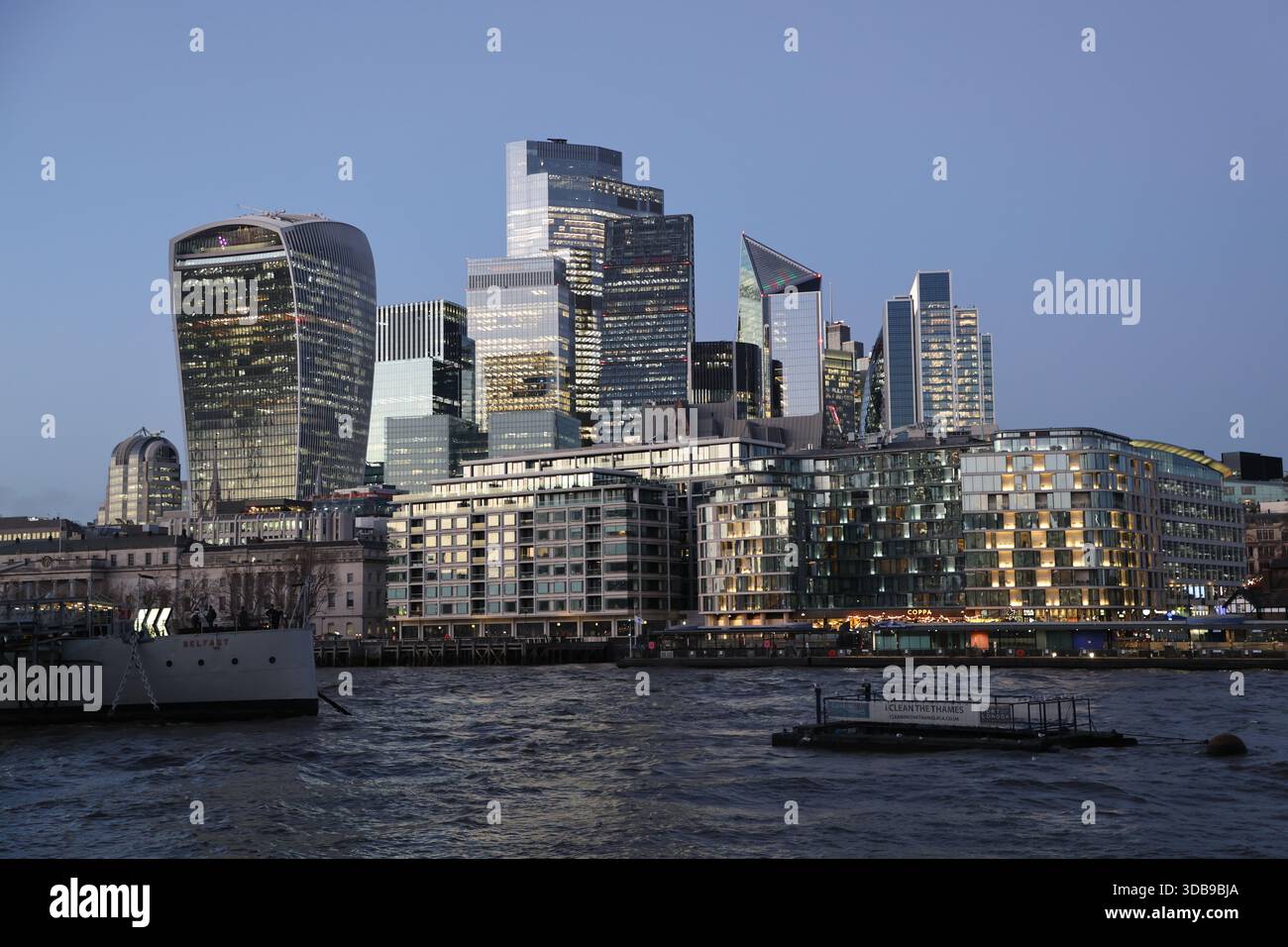 City of London skyline at dusk London UK  December 2025 Stock Photo