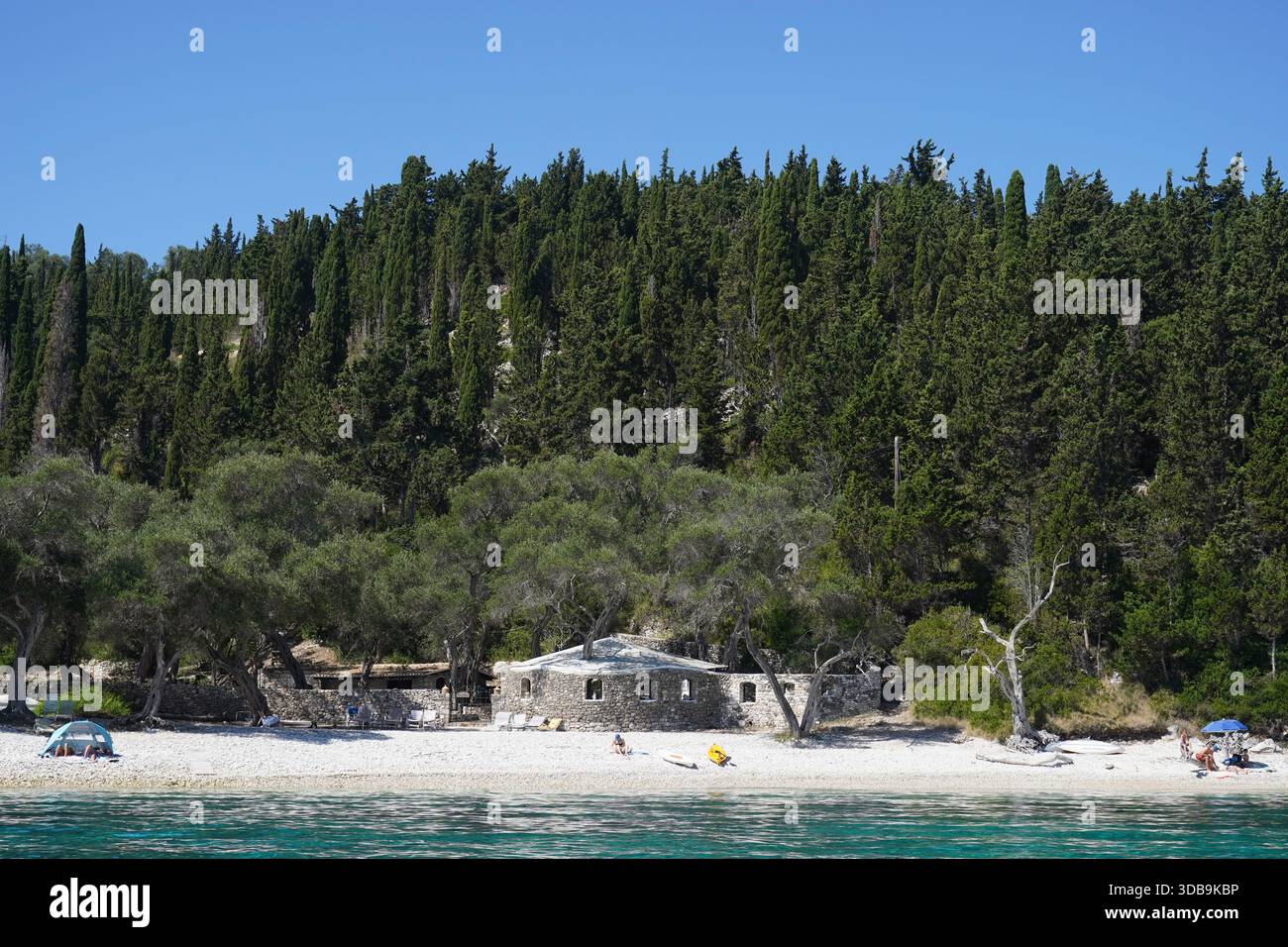 Coastline with headland in the background, Paxos, Ionian Islands, Greek Islands, Greece, Europe Stock Photo