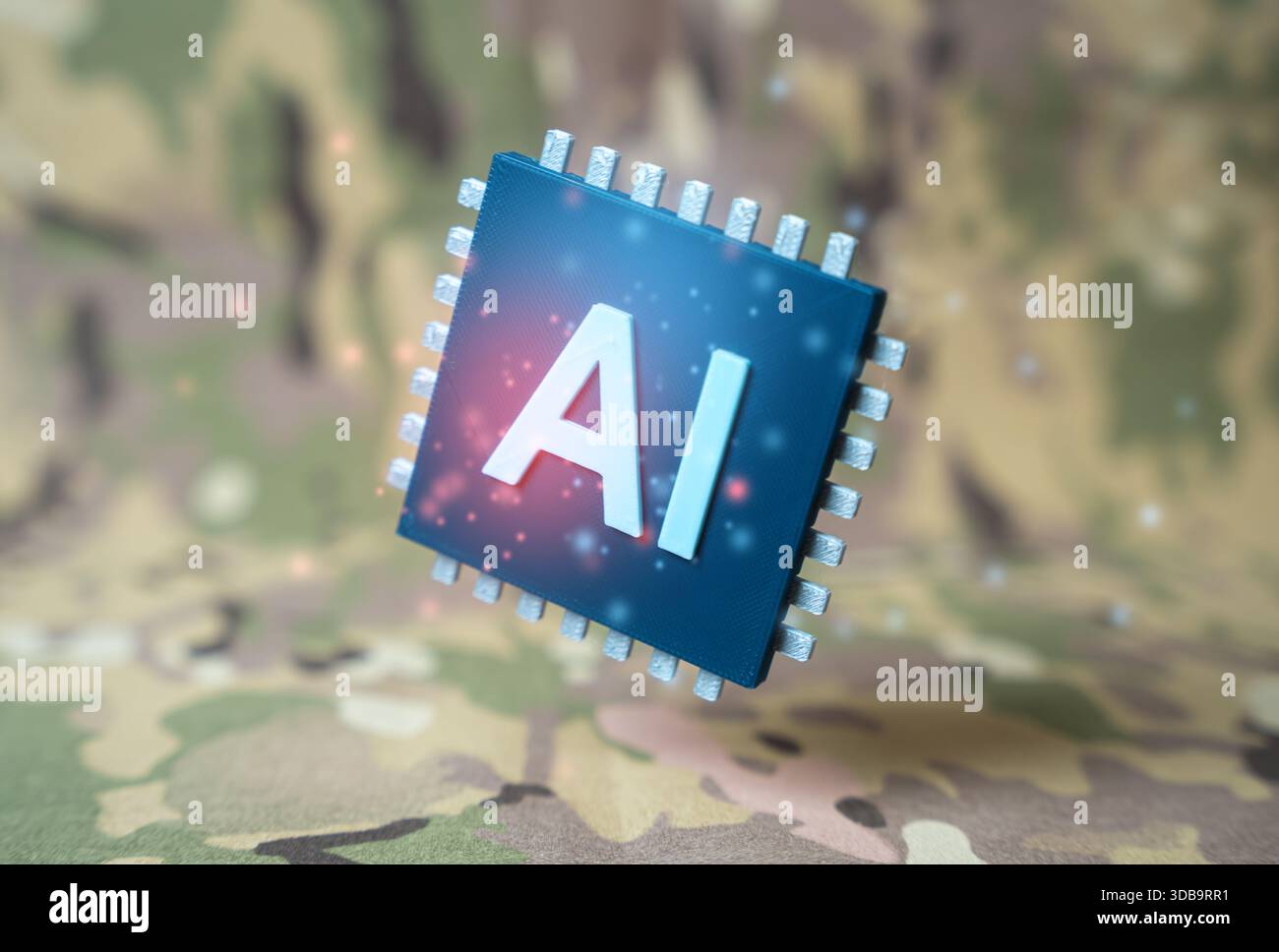 Implementation of AI in the military sphere. Artificial intelligence in the military and national defense. Advanced technologies in defense systems, a Stock Photo