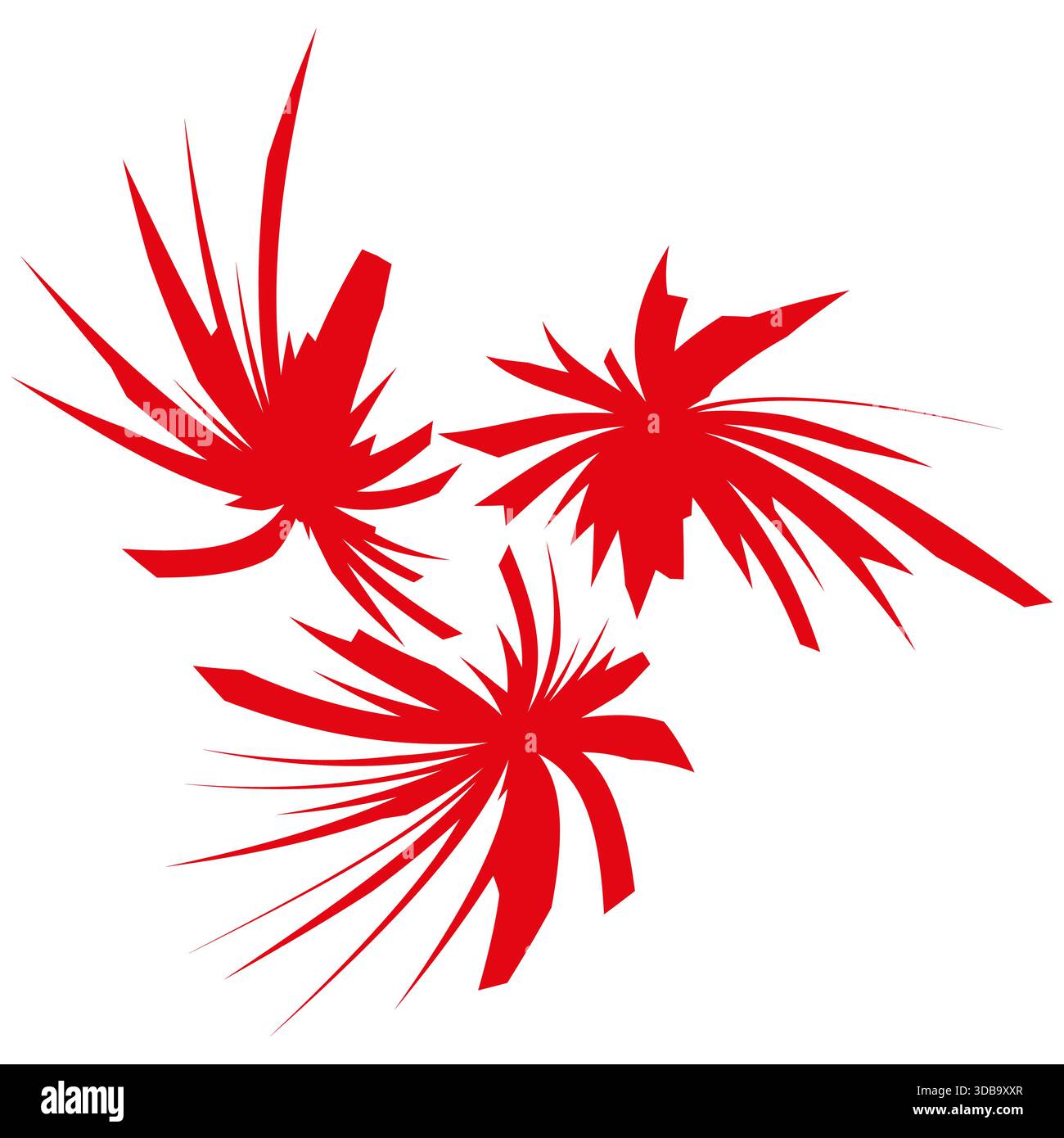 Abstract burst elements. Dynamic red splash. Firework shape Vector art. Explosive star symbol. EPS 10. Stock Vector