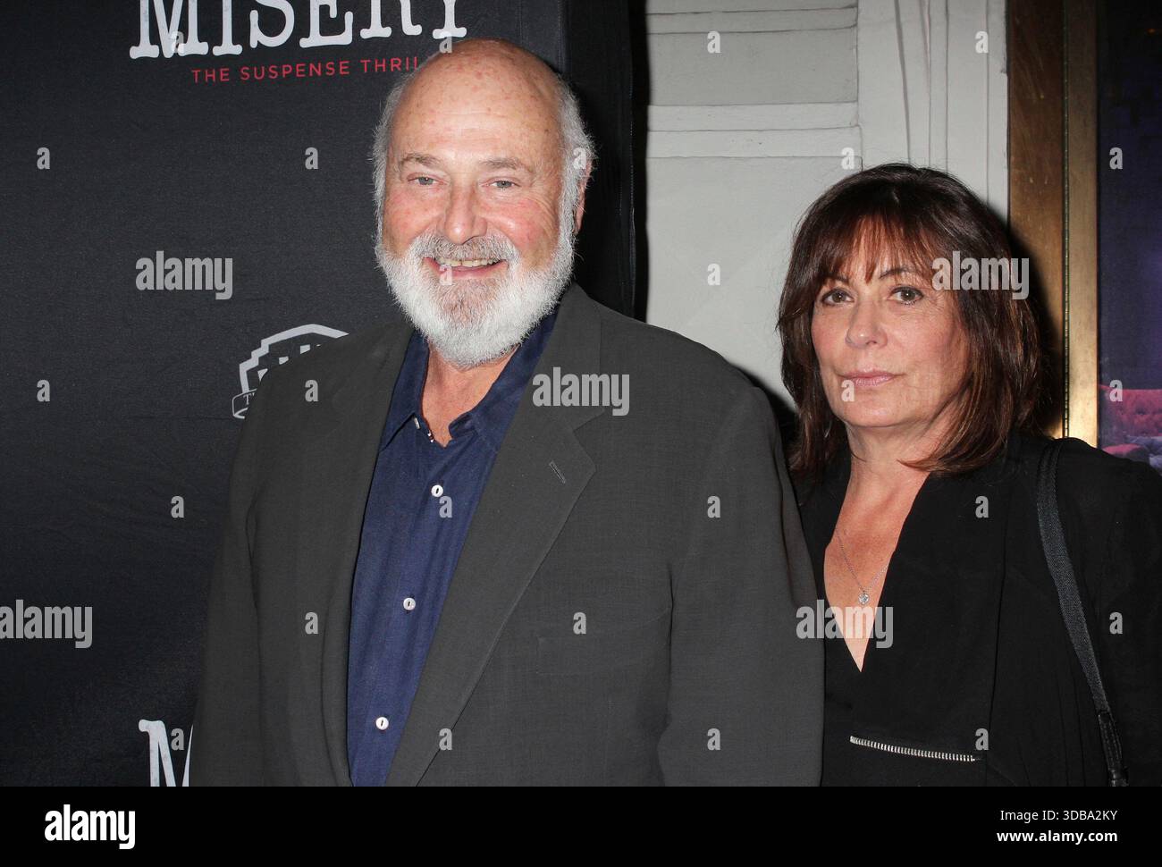 ***FILE PHOTO** Rob Reiner and Wife Found Stabbed To Death At Home. Rob Reiner and wife Michele Singer Reiner attend he opening night performance of 'Misery' at the Broadhurst Theatre in New York City on November 15, 2015. Photo Credit: Henry McGee/MediaPunch Credit: MediaPunch Inc/Alamy Live News Stock Photo