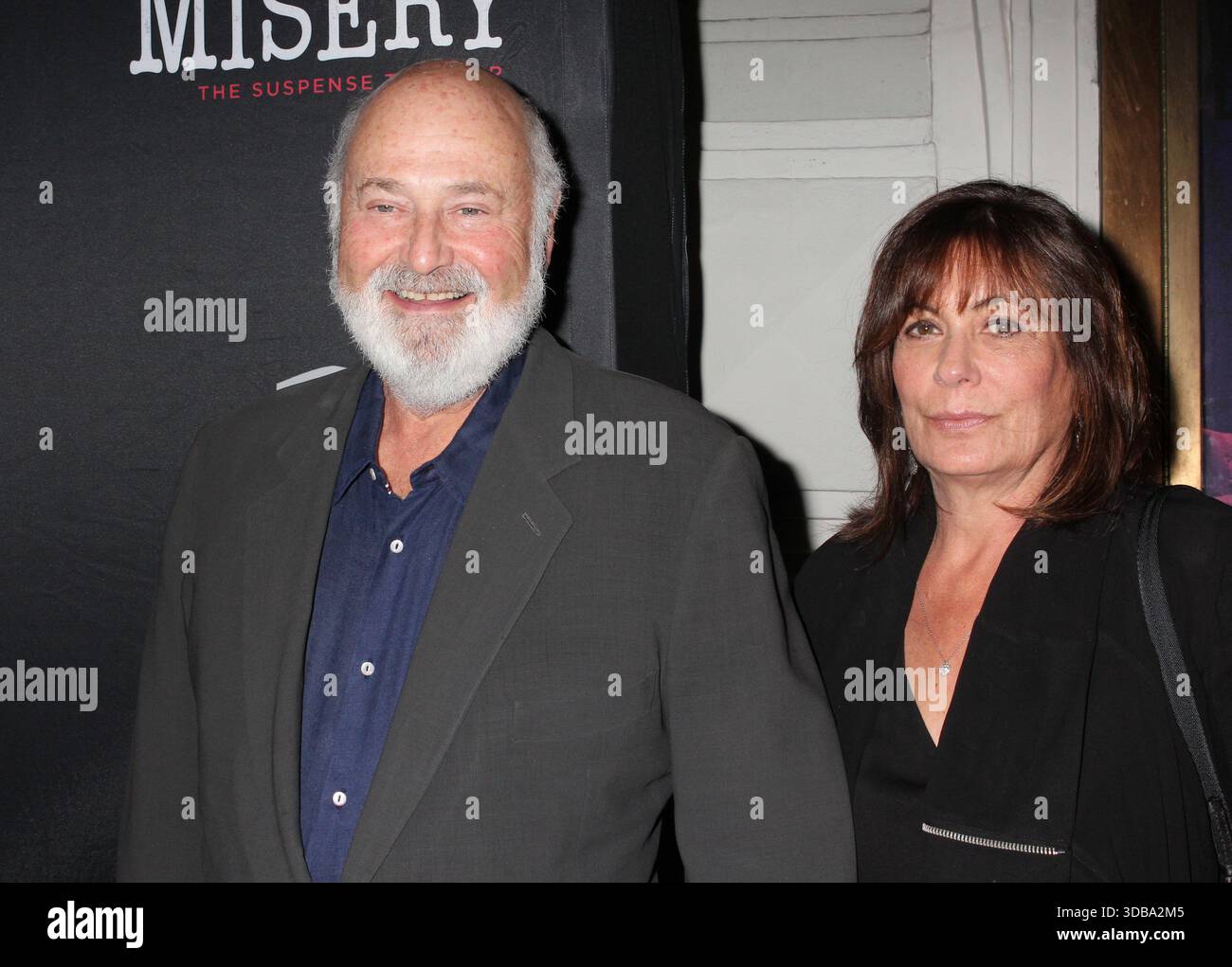 ***FILE PHOTO** Rob Reiner and Wife Found Stabbed To Death At Home. Rob Reiner and wife Michele Singer Reiner attend he opening night performance of 'Misery' at the Broadhurst Theatre in New York City on November 15, 2015. Photo Credit: Henry McGee/MediaPunch Credit: MediaPunch Inc/Alamy Live News Stock Photo