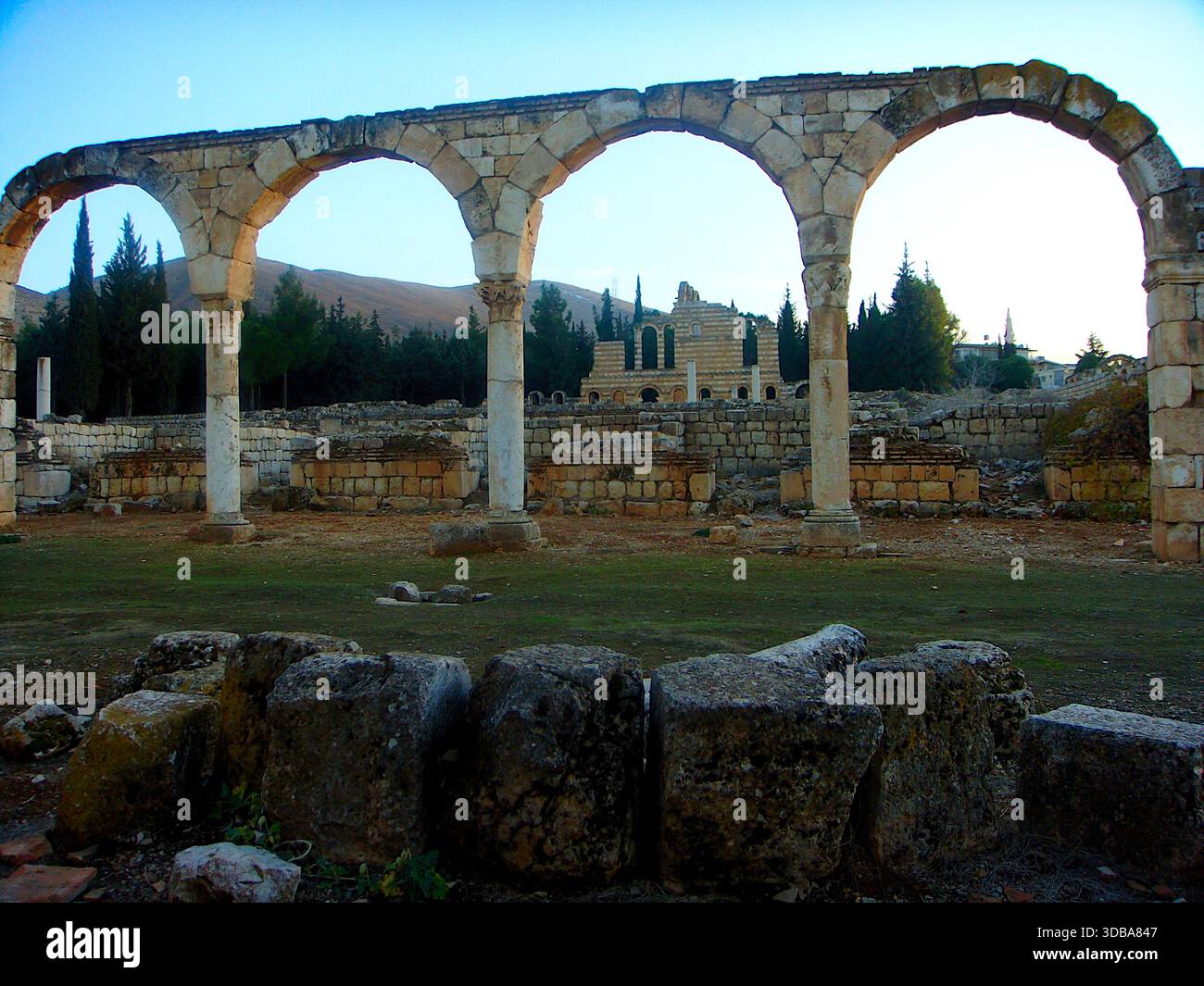Ruins of the Umayyad city of Anjar in the Bekaa Valley, Lebanon - Stock Image