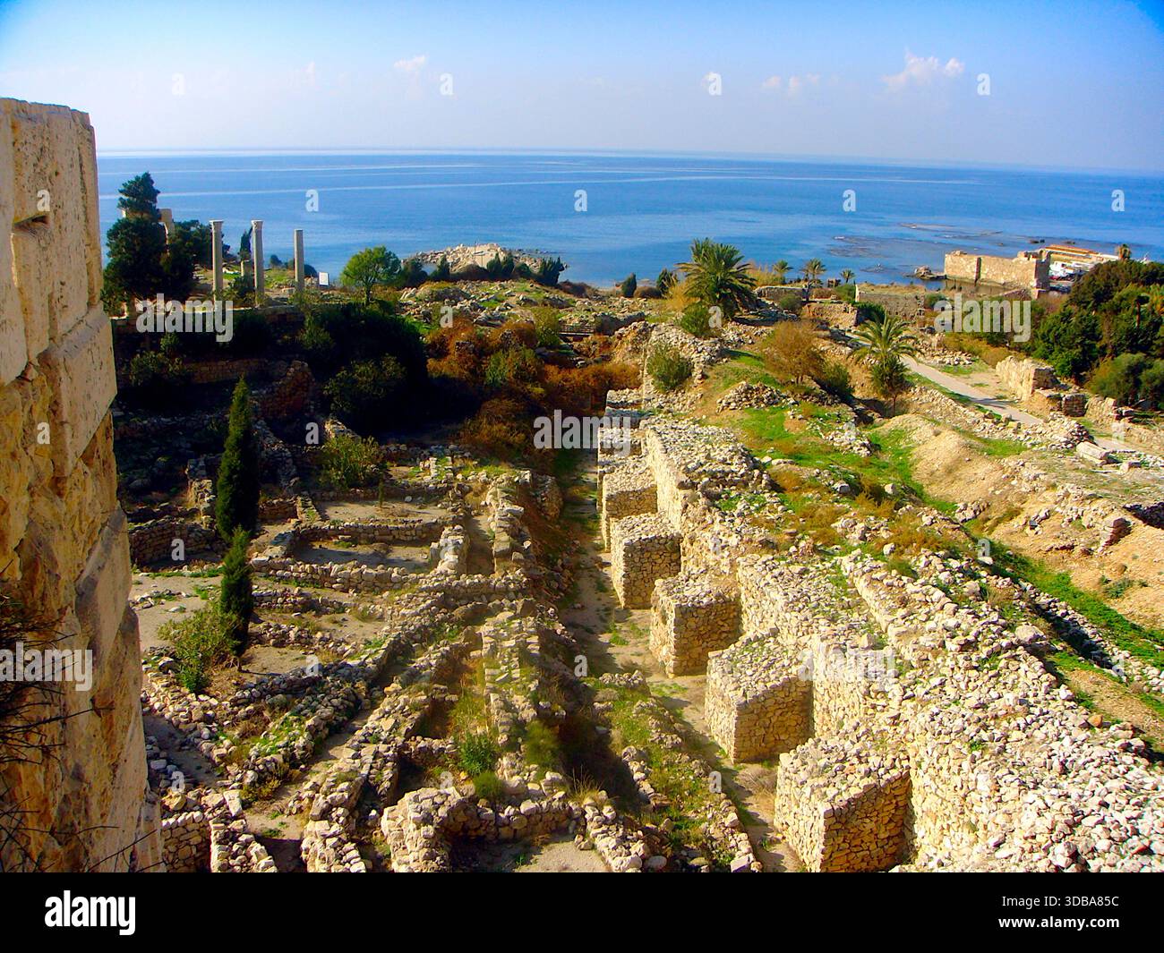 Stone walls of the historic citadel in the UNESCO World Heritage site of Byblos - Stock Image