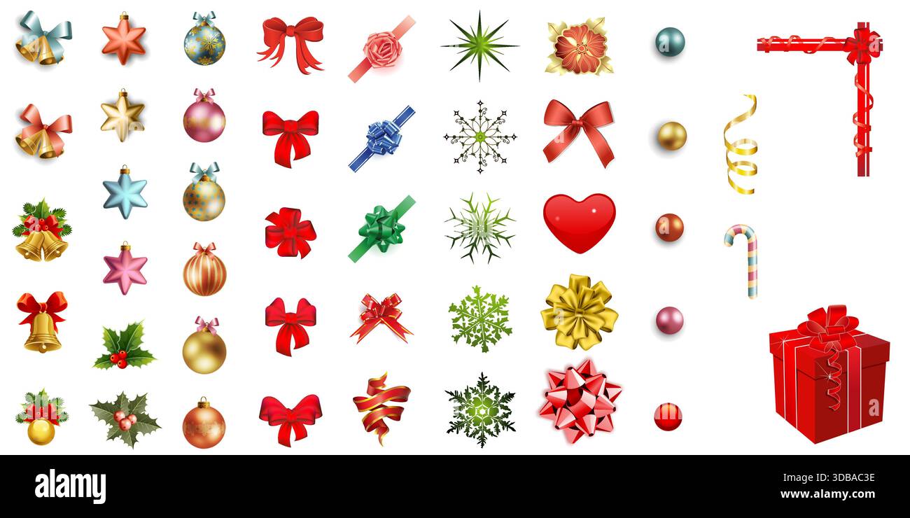 Christmas Design Element Vector Illustration Set Isolated On A white Background Stock Vector