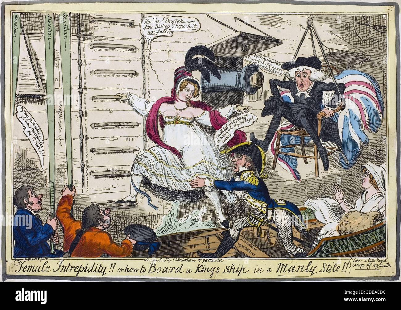 hand coloured etching of Female Intrepidity, in 1816 by George ...