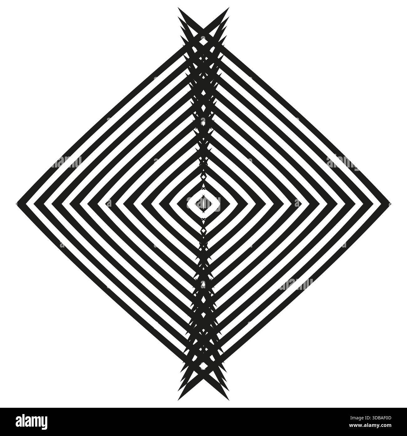 Concentric rhombus lines. Abstract geometric pattern. Dynamic spike Vector. Optical illusion graphic. EPS 10. Stock Vector