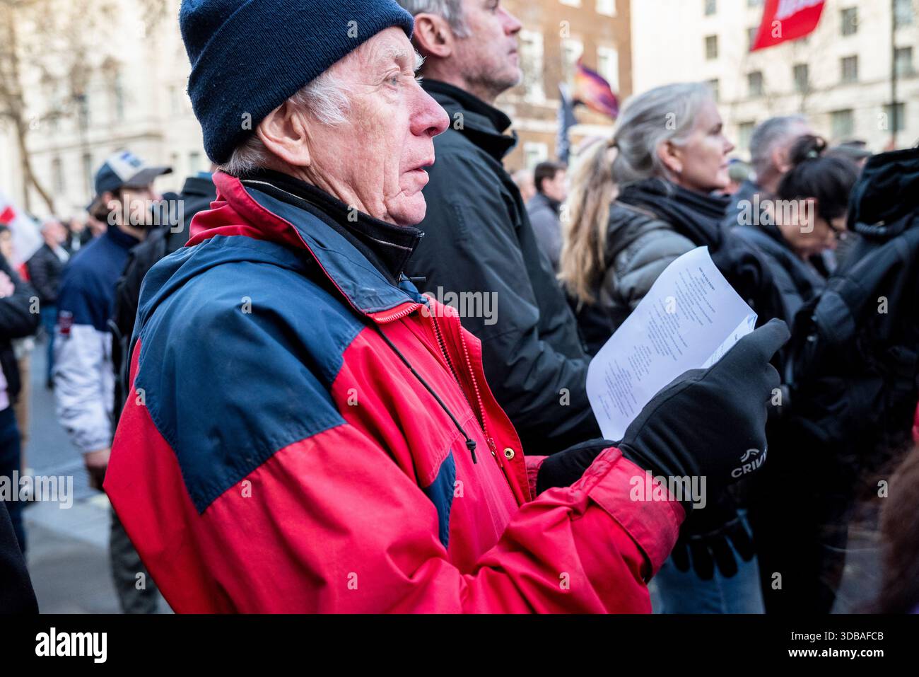 “Put Christ back into Christmas” event in Whitehall, organised by Tommy Robinson, featuring Bible readings and carols, London, UK, 13th October 2025 Stock Photo