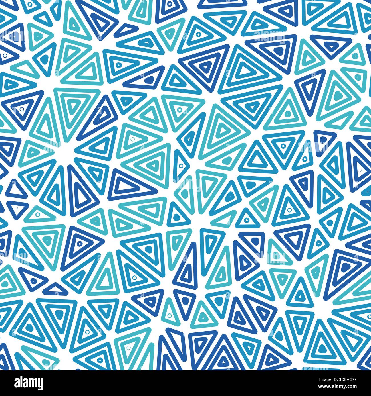 Mosaic triangle shapes background. Multiple repeated inner triangles. Medium shape size. Multiple colors style. Seamless pattern. Stock Vector