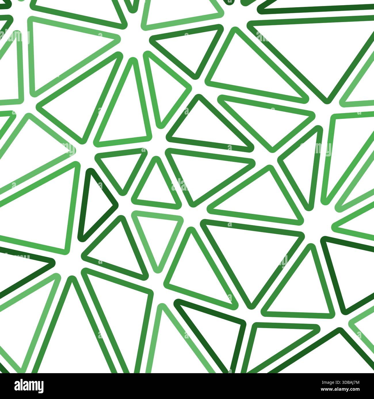 Minimalistic triangles background. Large triangle size. Mono tone style. Rounded triangles outlined. Repeatable pattern. Green Oasis. Stock Vector