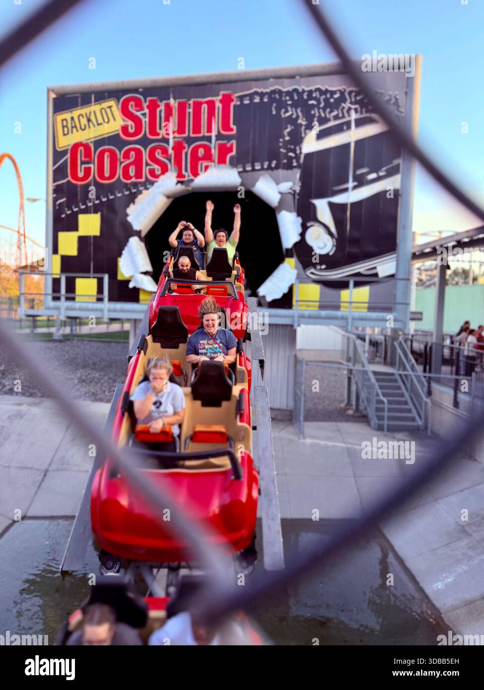 Backlot Stunt Coaster at Kings Dominion in Doswell, VA USA - Smartphone Captured Stock Image