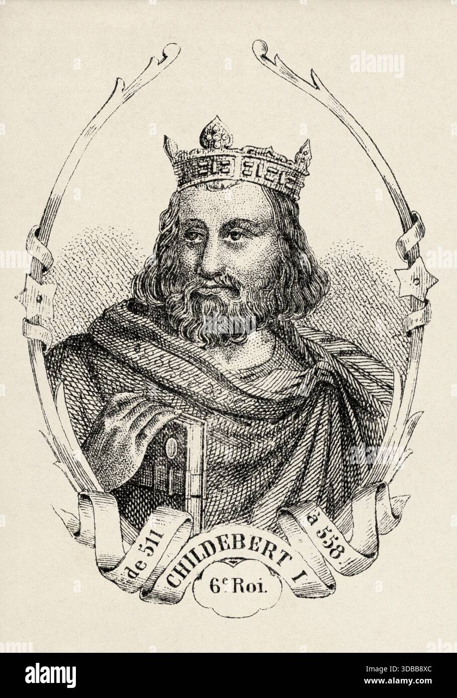Portrait of Childebert I (498-558) King of the Franks. Ancient ...