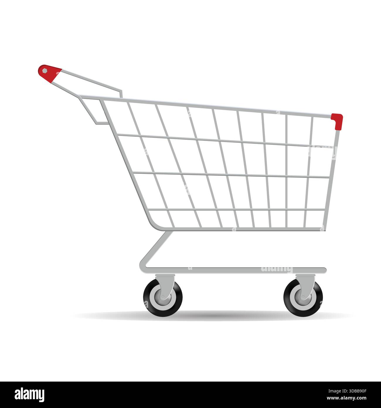 Shopping trolley in flat style. Grocery shopping cart on white background Stock Vector