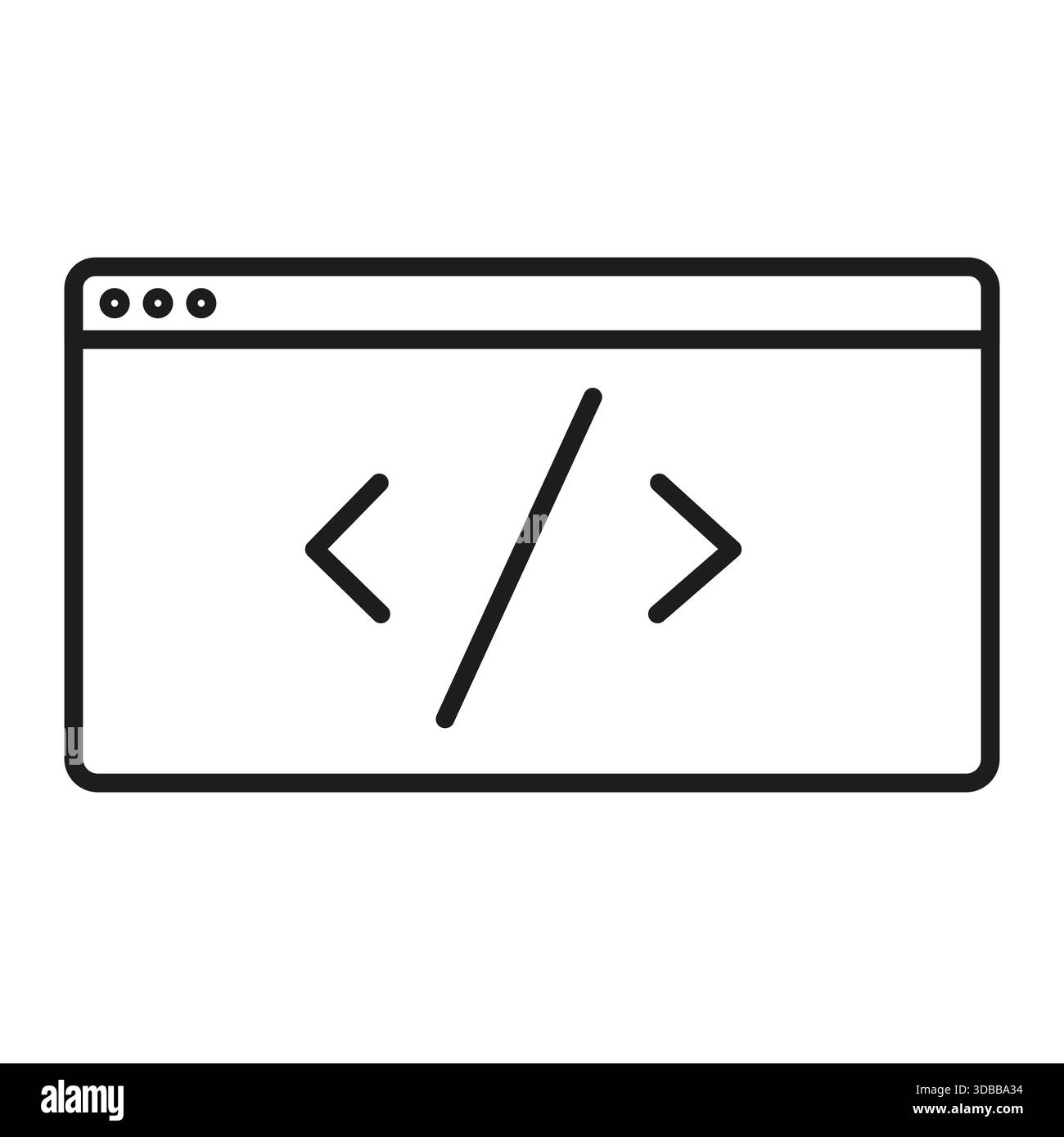 Browser code icon. Web development vector. Coding tag graphic. Website programming illustration. Stock Vector