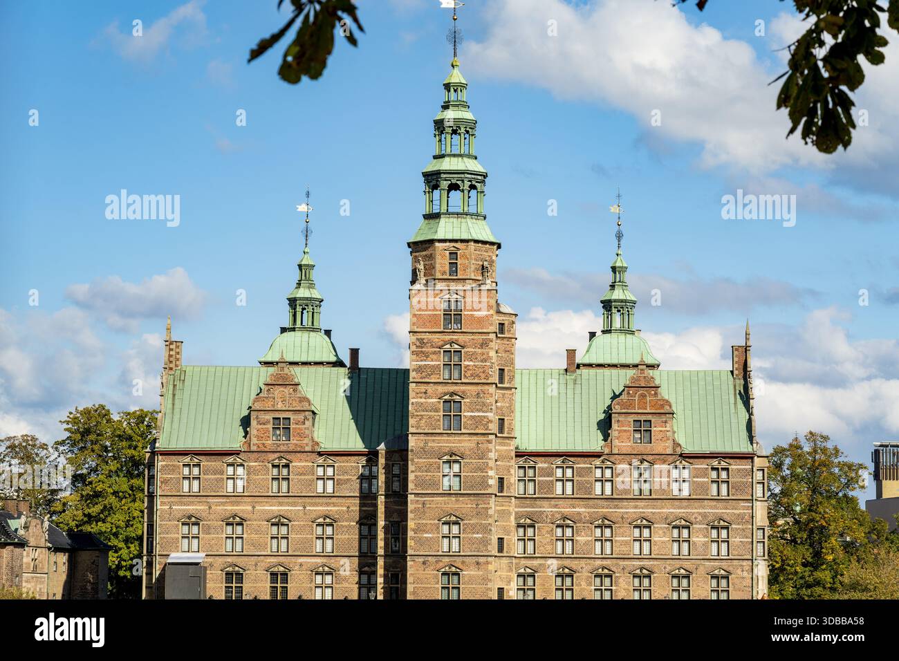 View of the Rosenborg Castle facade, showcasing its brickwork
