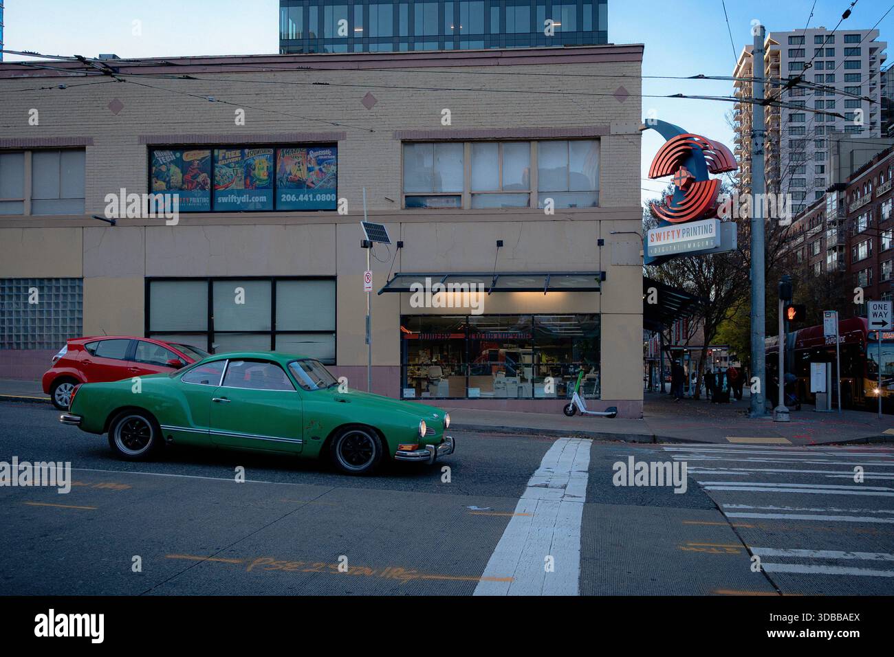 Vintage ride through town Stock Photo