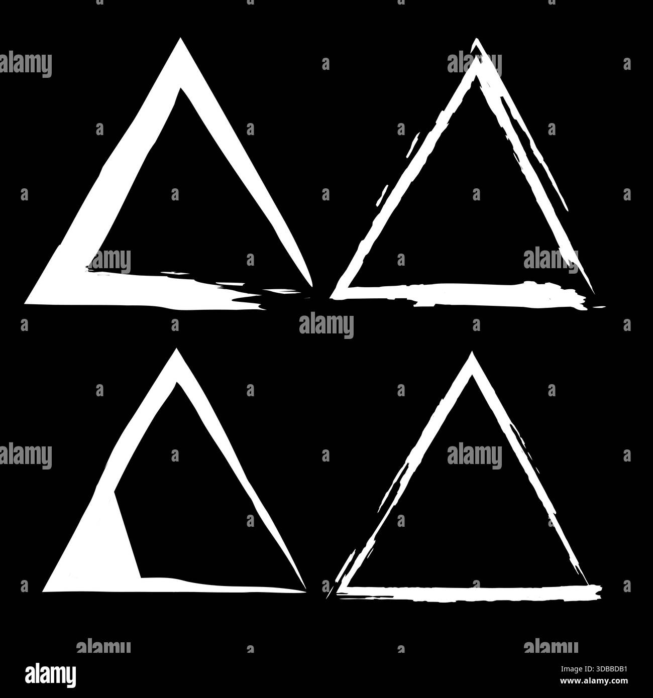 White frame icon. Black background set. Chalk border vector. Triangle ...
