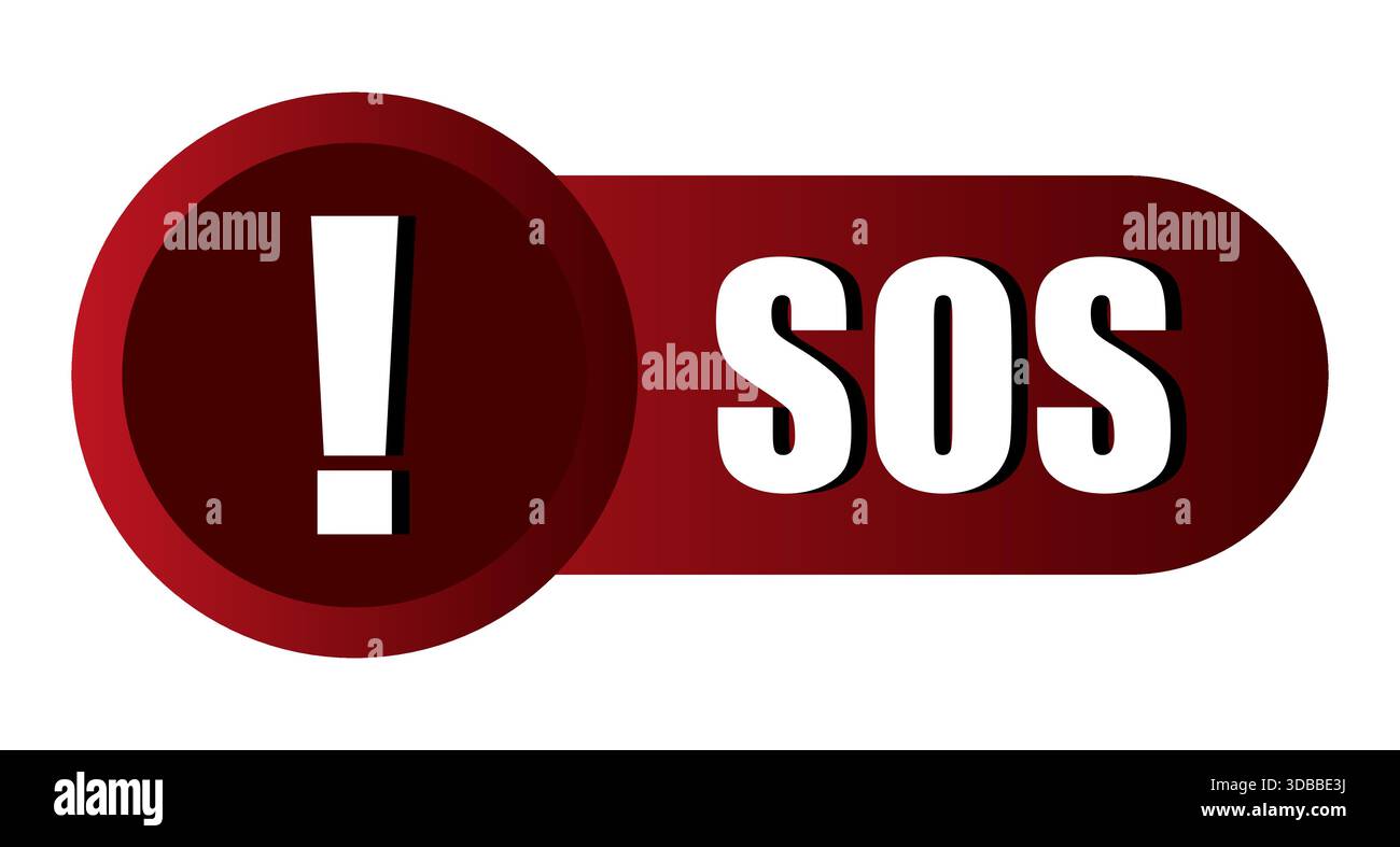 SOS emergency button. Distress call symbol. Red alert sign. Vector help ...