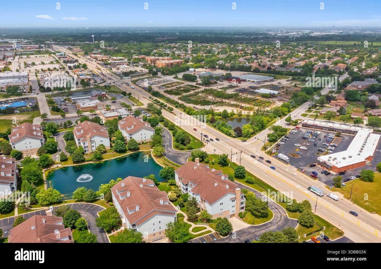 Addison Il Aerial view of Addison Illinois along Route 20 showing apartments ...