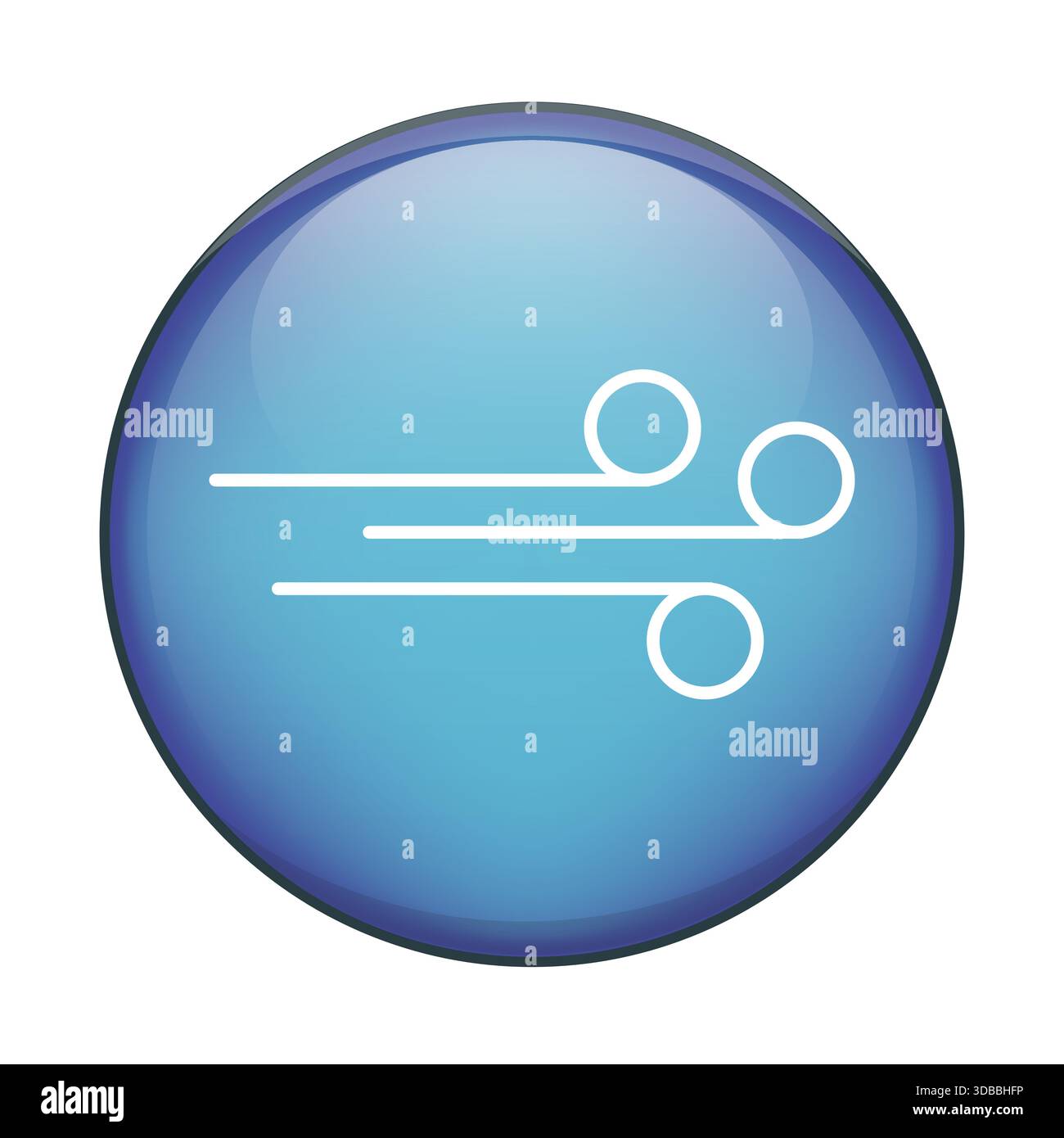 Air wind flow symbol. Weather climate Vector icon. Blue glossy sphere ...
