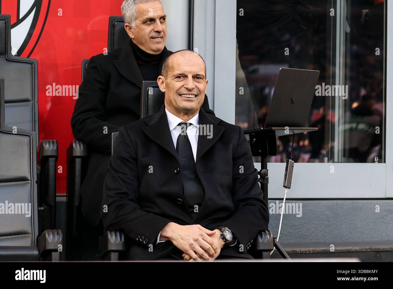 Coach Massimiliano Allegri of AC Milan is seen during the warm-up ...