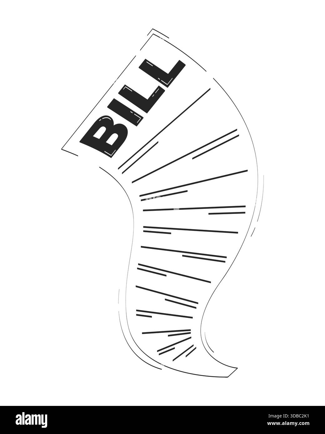 Curved utility bill document doodle linear object Stock Vector