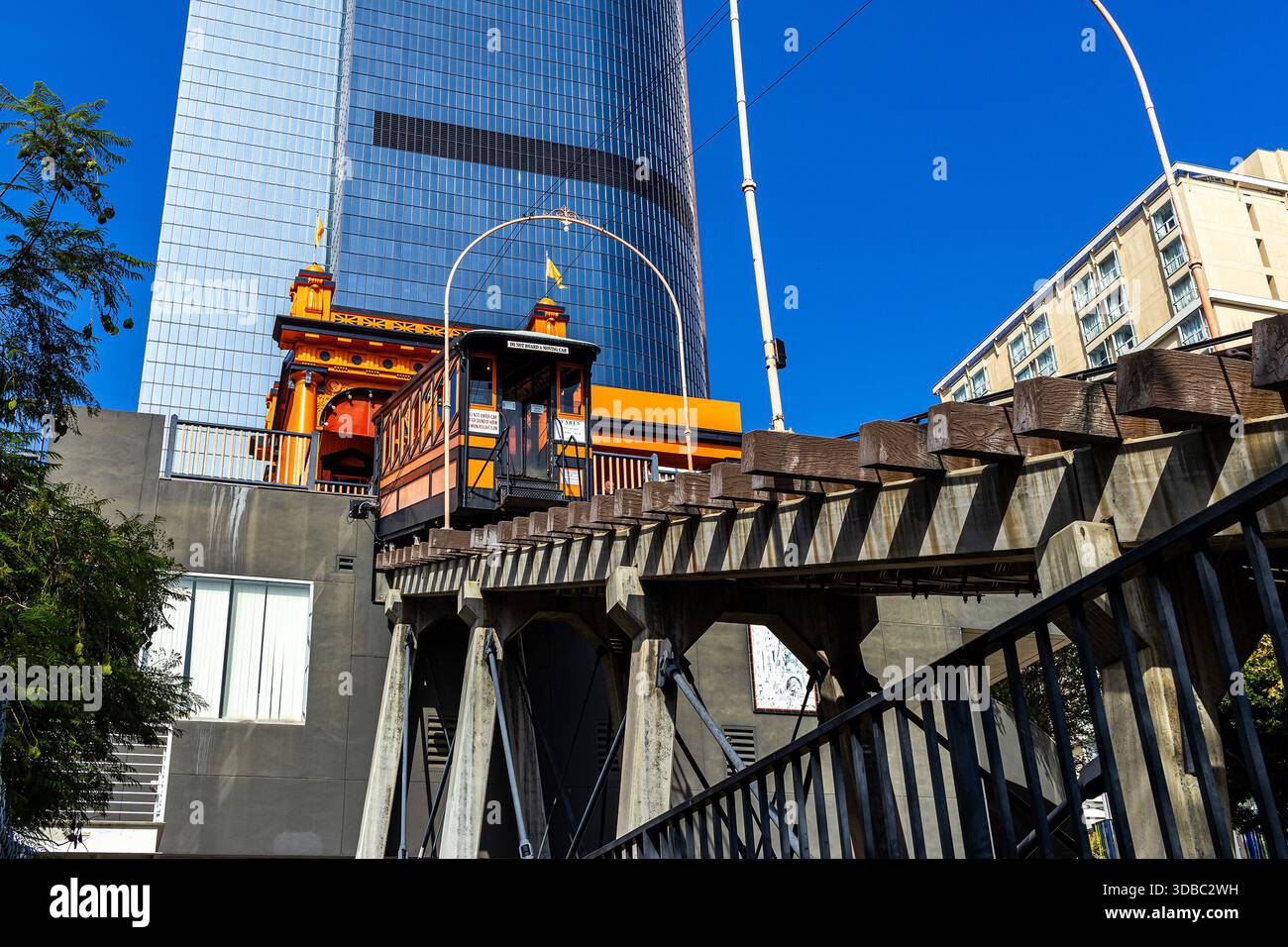 Funicular car descending the Angels Flight Railway, a historic ...