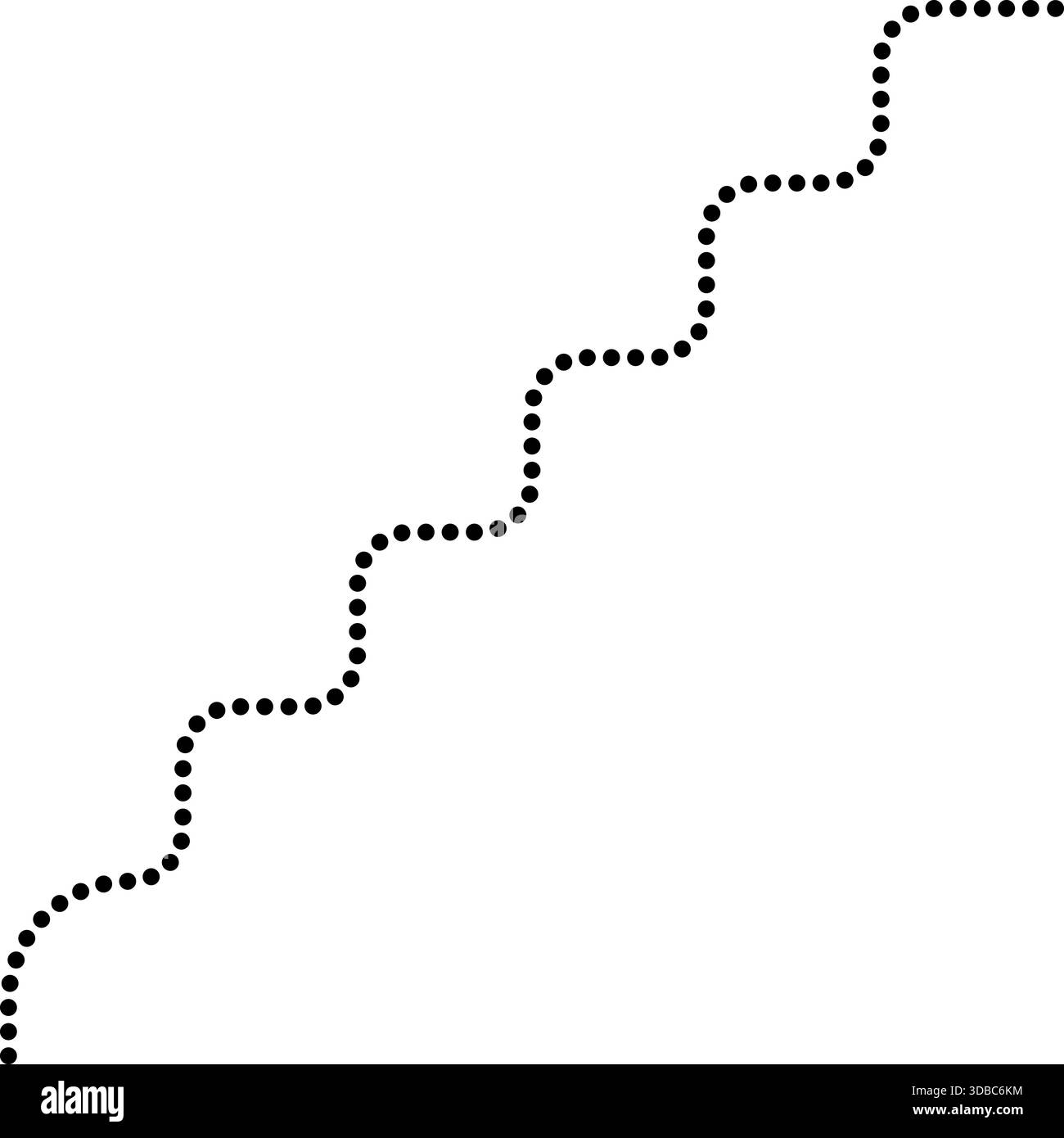 Dotted line follows irregular squared wave paths with curved continuity. Stock Vector