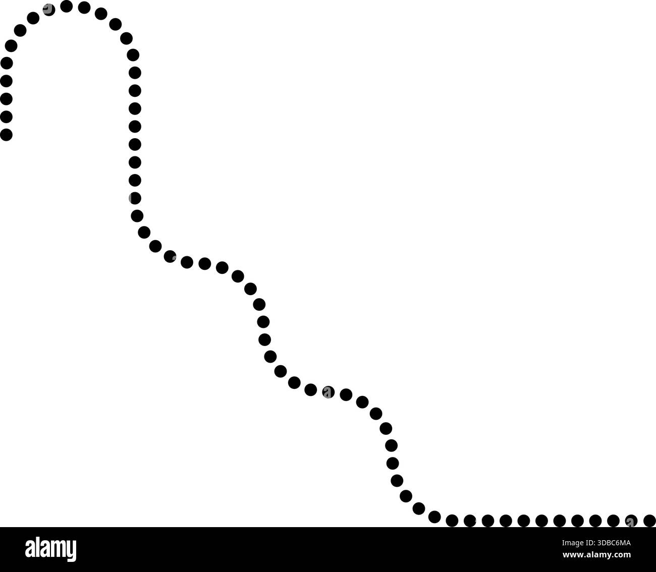 Dotted line forms a long diagonal maze path with zigzag turns. Stock Vector