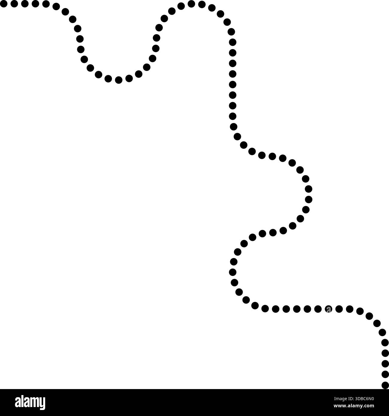 Dotted line forms a continuous squared wave path with curvature. Stock Vector