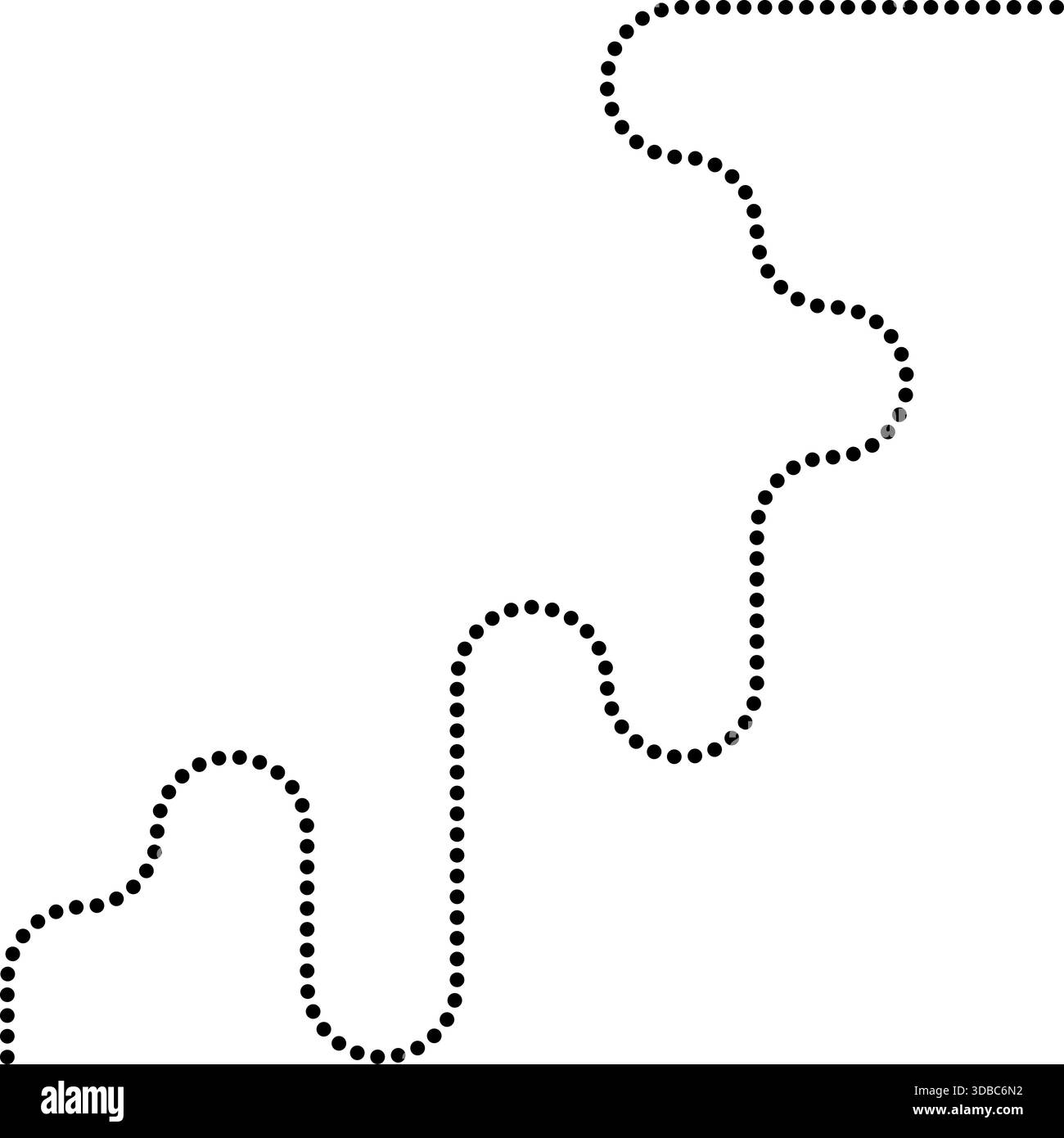 Dotted line forms round maze paths built from squared wave motion. Stock Vector