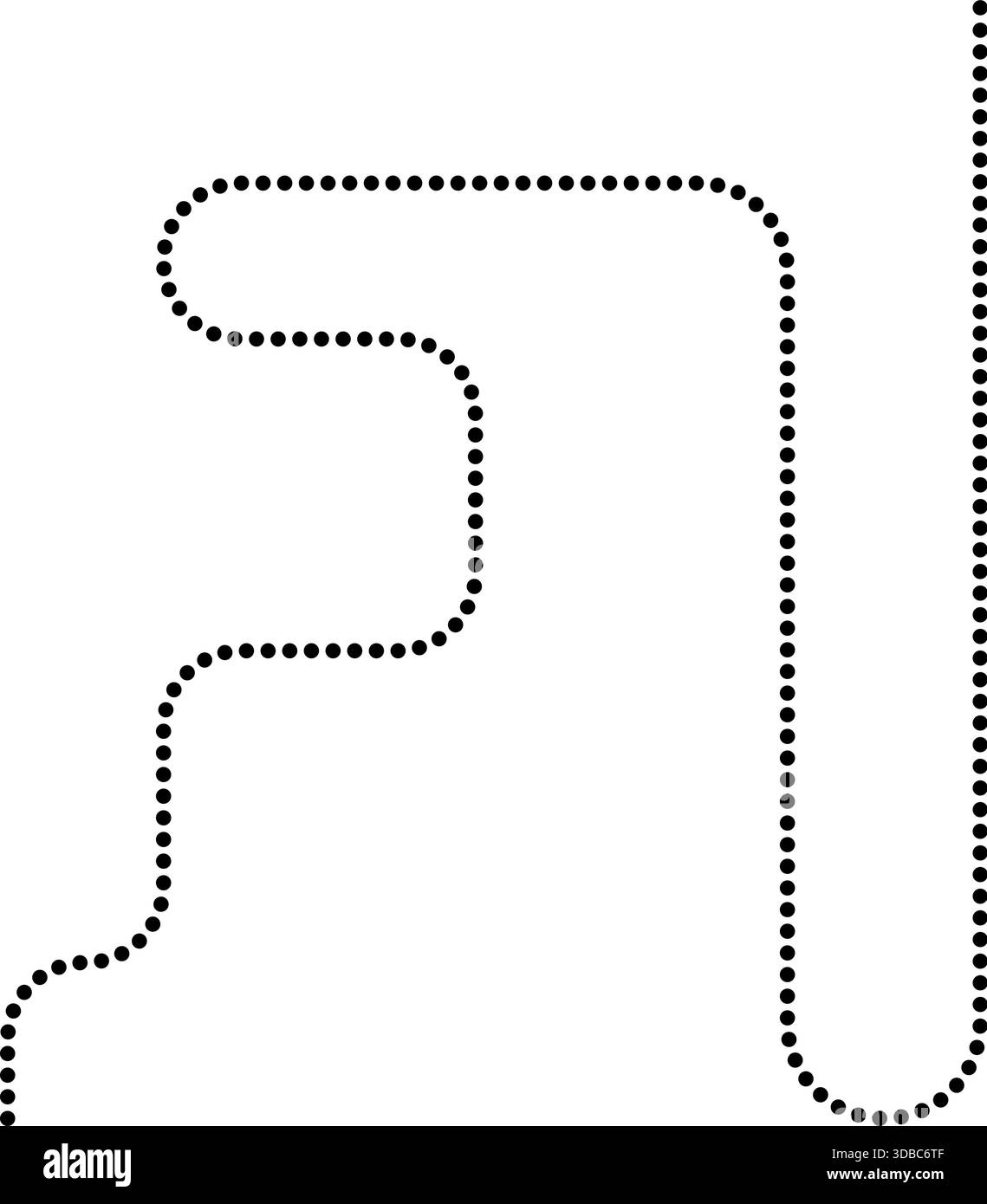 Dotted line follows an irregular path with squared directional changes. Stock Vector
