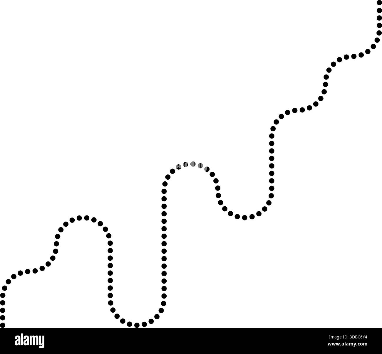 Dotted line forms zigzag paths structured by squared wave movement. Stock Vector