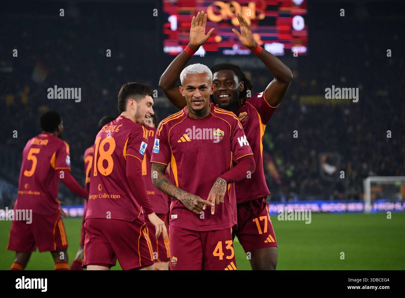 Wesley of A.S. Roma celebrates after scoring the goal of 1-0 during the ...