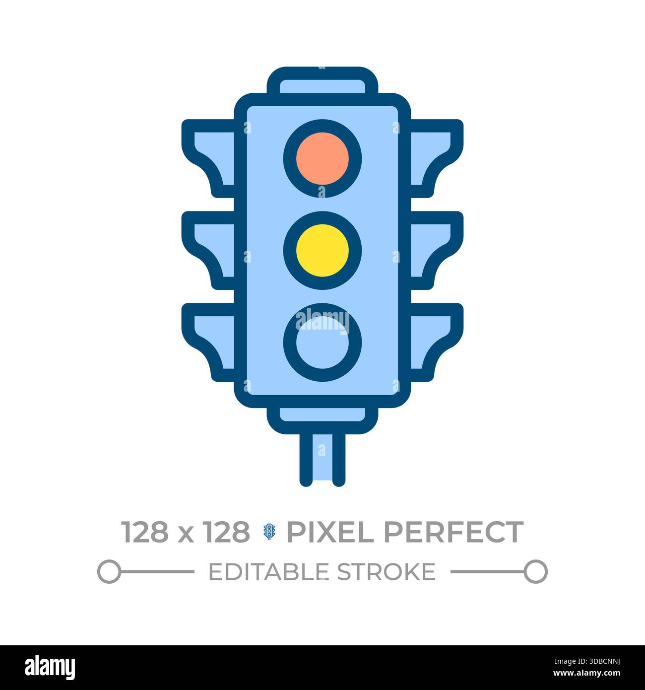 Traffic light pixel perfect line color icon Stock Vector